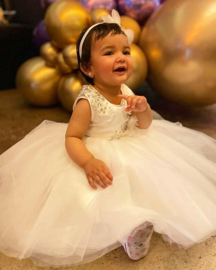 Little Girl Puffy Dress - White