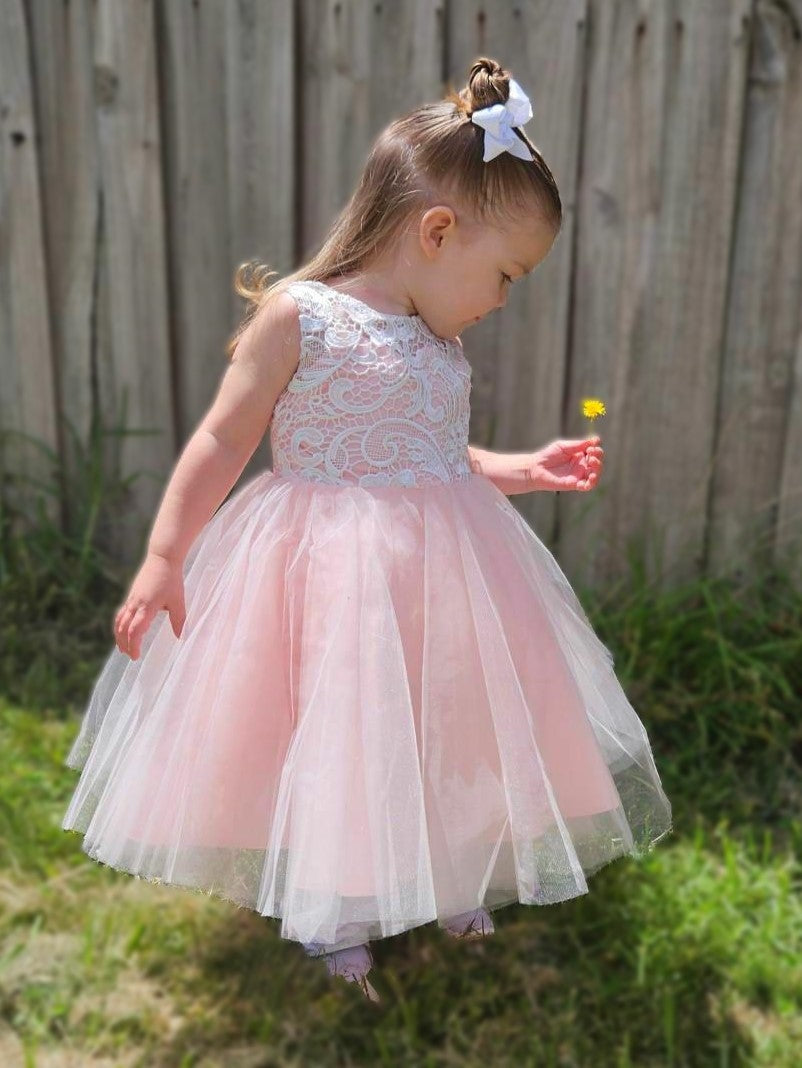Lace Bodice Pink Dress