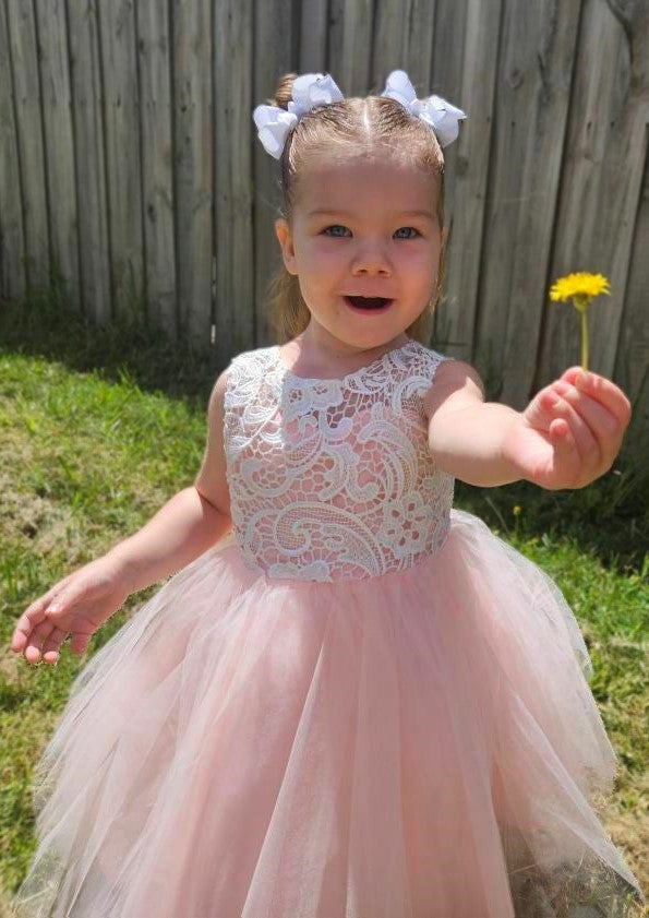 Lace Bodice Pink Dress