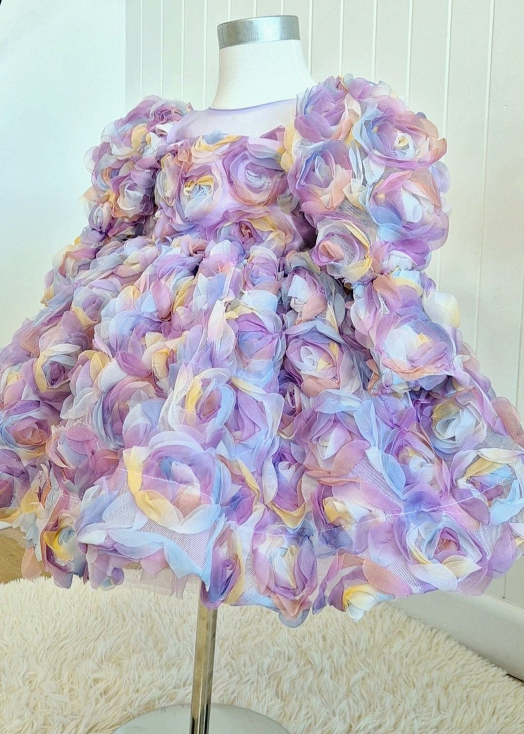 Baby Girl First Birthday Dress -Purple/Peach/Green