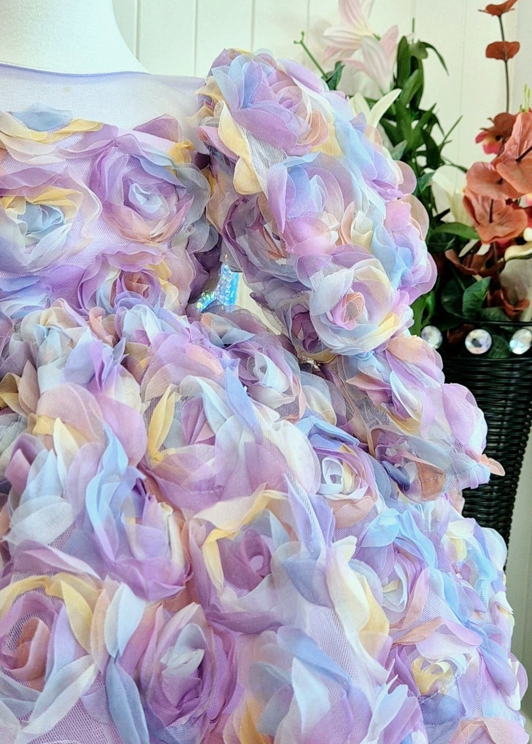Baby Girl First Birthday Dress -Purple/Peach/Green