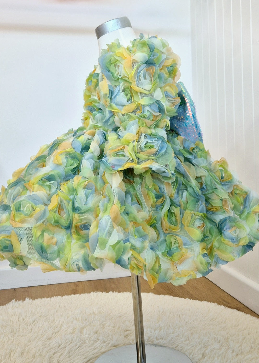Baby Girl First Birthday Dress -Purple/Peach/Green