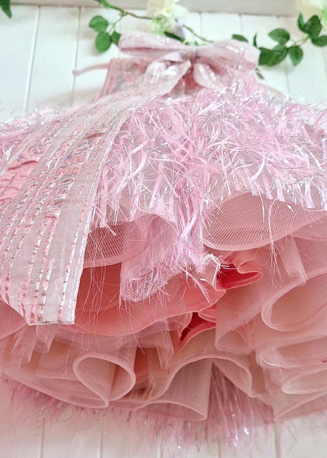 First Birthday Feather Dress - Pink Dress