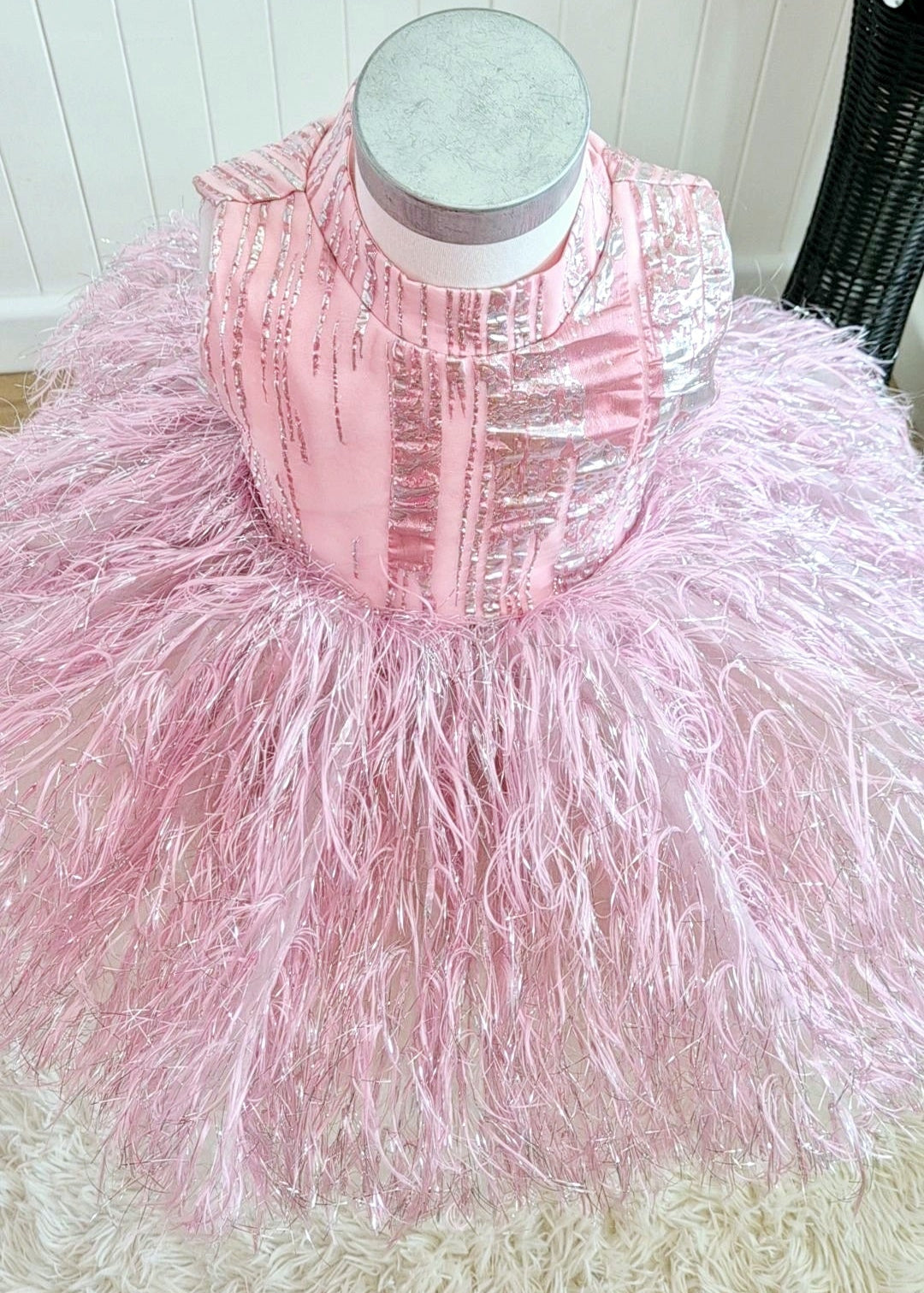 First Birthday Feather Dress - Pink Dress