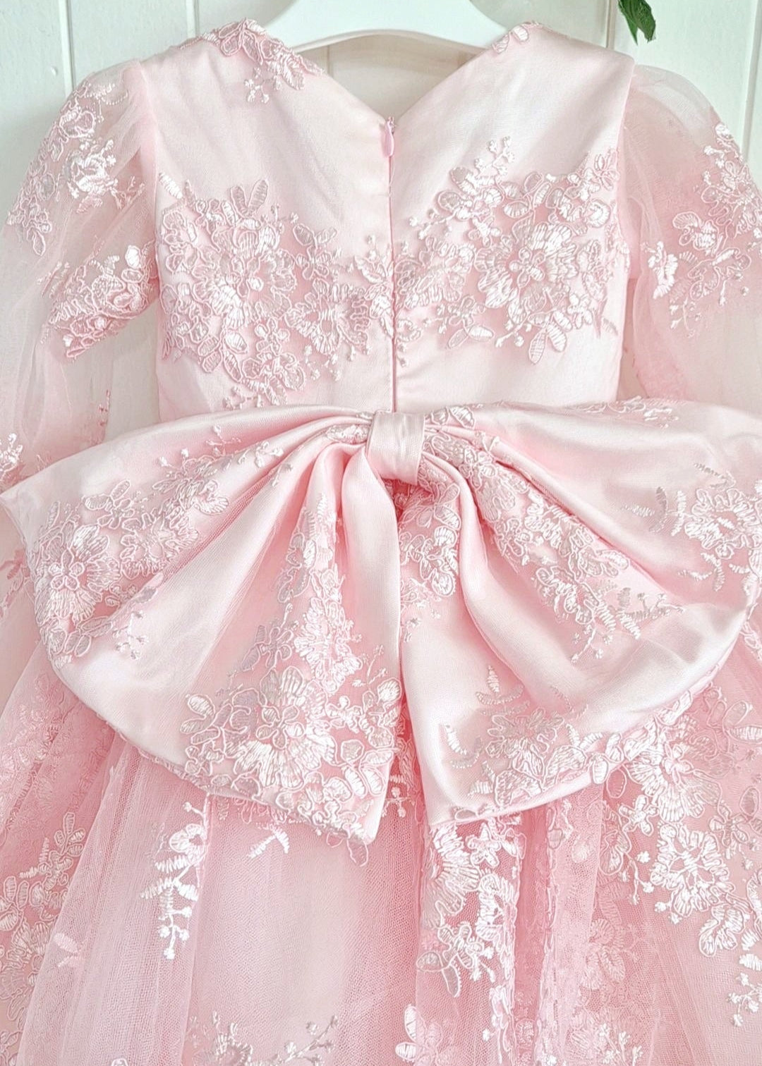 First Birthday Pink Dress for Baby Girl - Long Sleeves