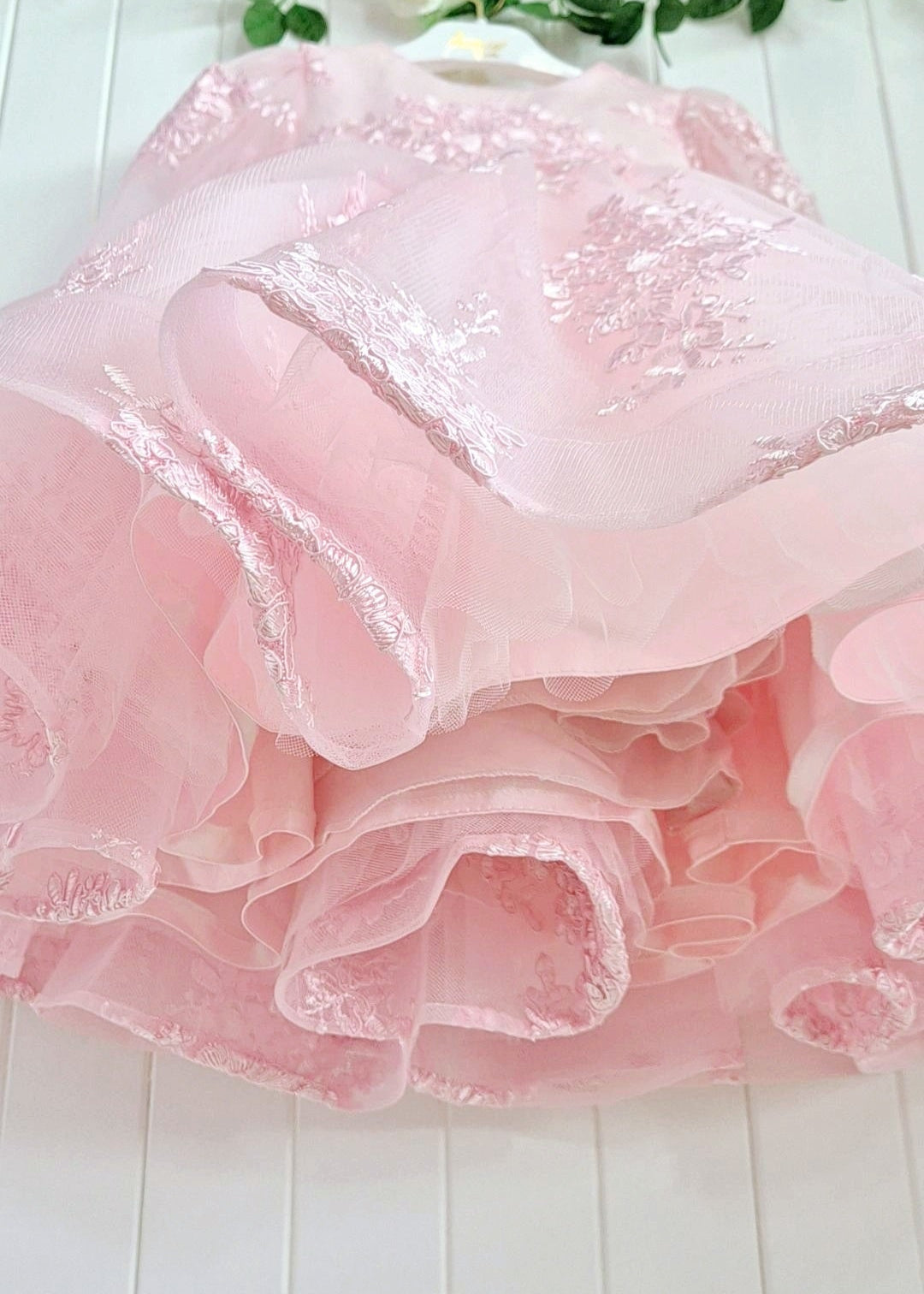 First Birthday Pink Dress for Baby Girl - Long Sleeves