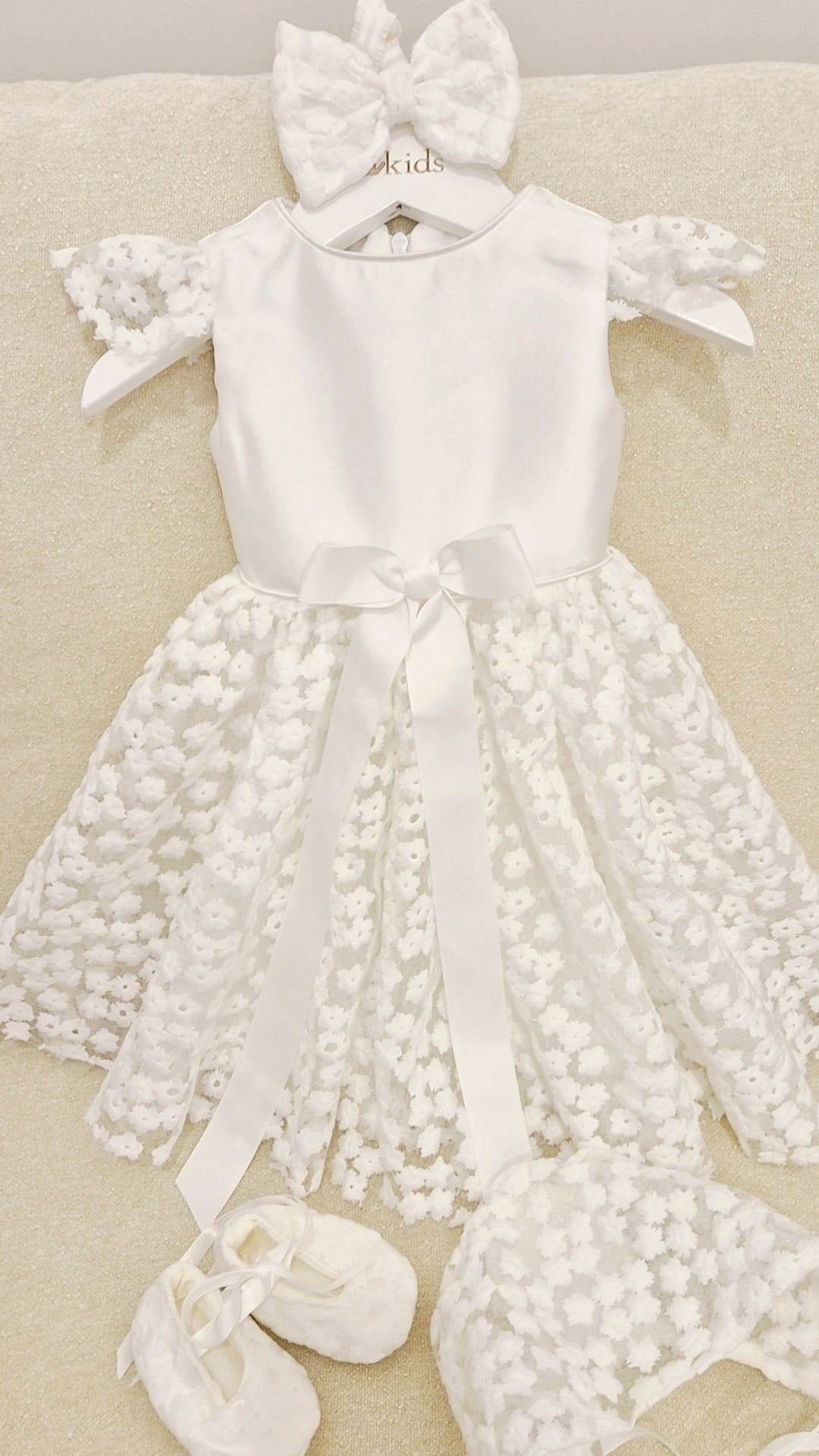 Baby Girl Christening Dress Set - Mikado Flower Lace