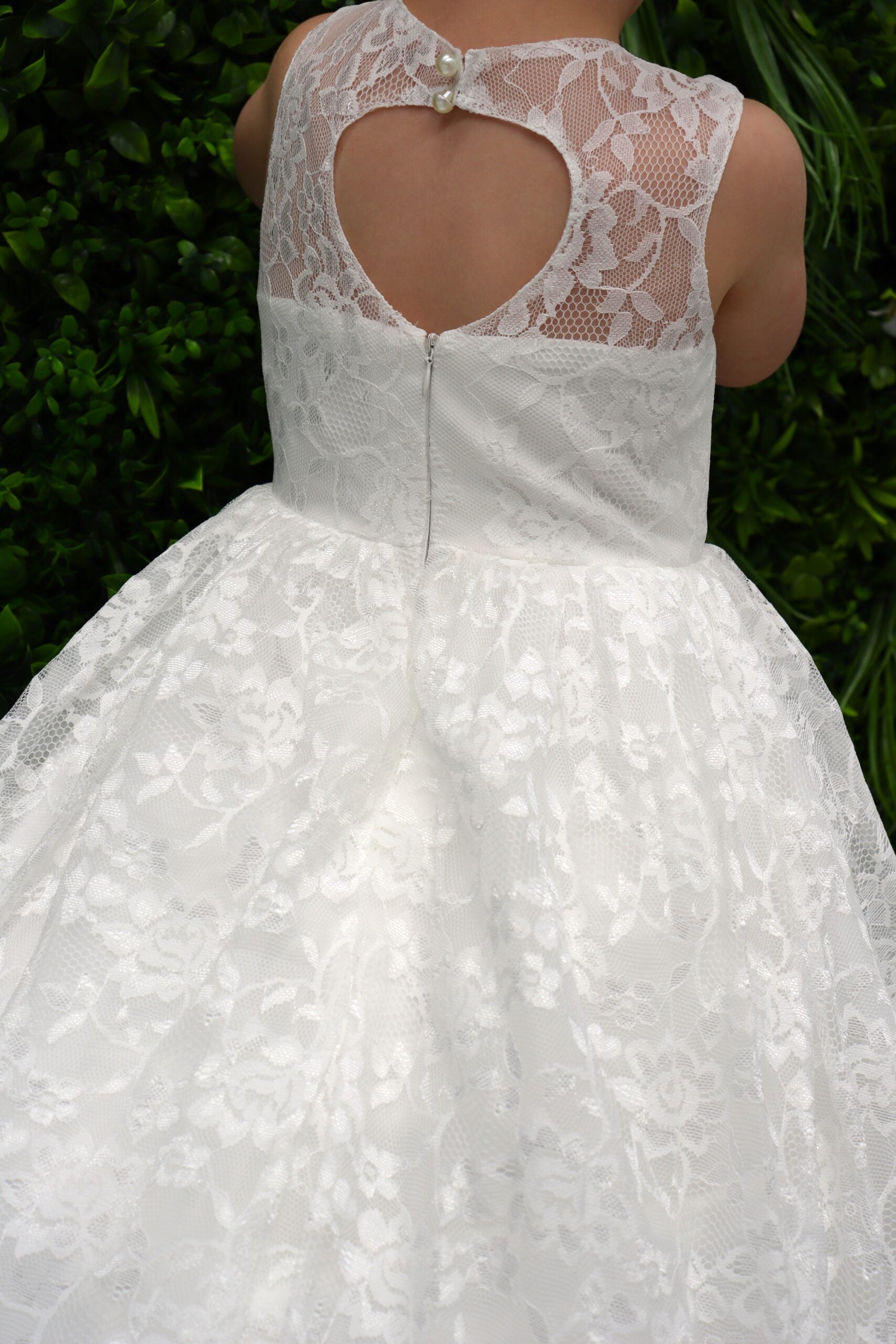 Heavy Full Flair White Baptism/ Flower Girl Dress