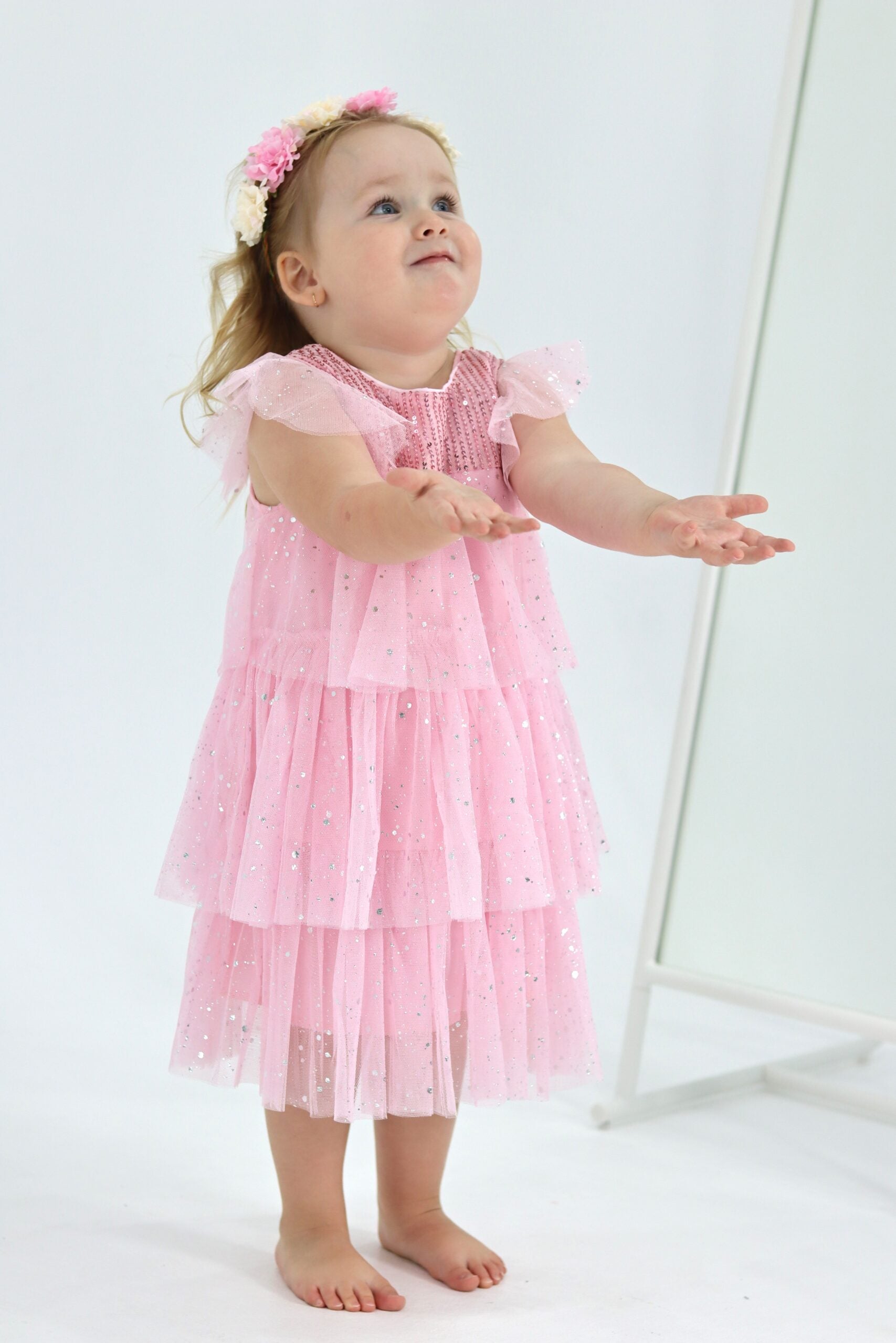 Girls Pink Tutu Dress With Ruffle Layers