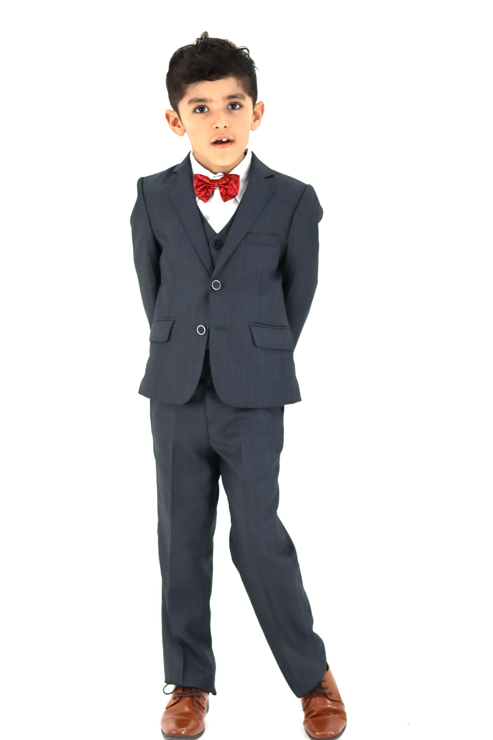 Boys Grey Suit - Slim Fit Suit 3pcs Set