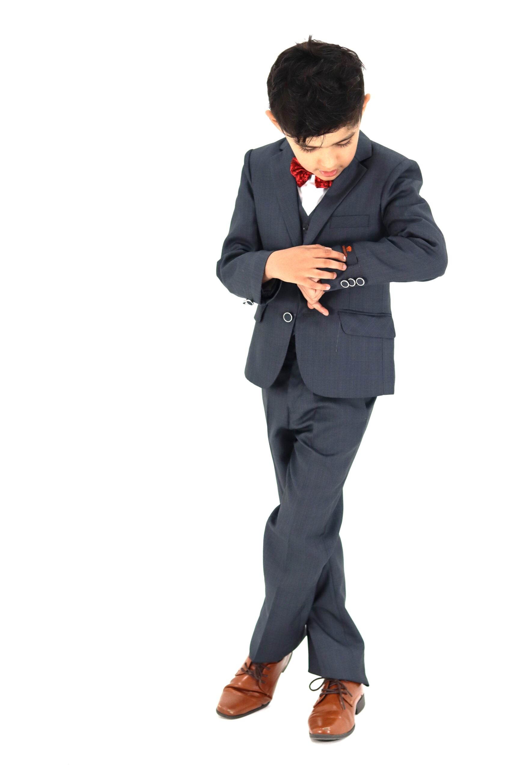 Boys Grey Suit - Slim Fit Suit 3pcs Set