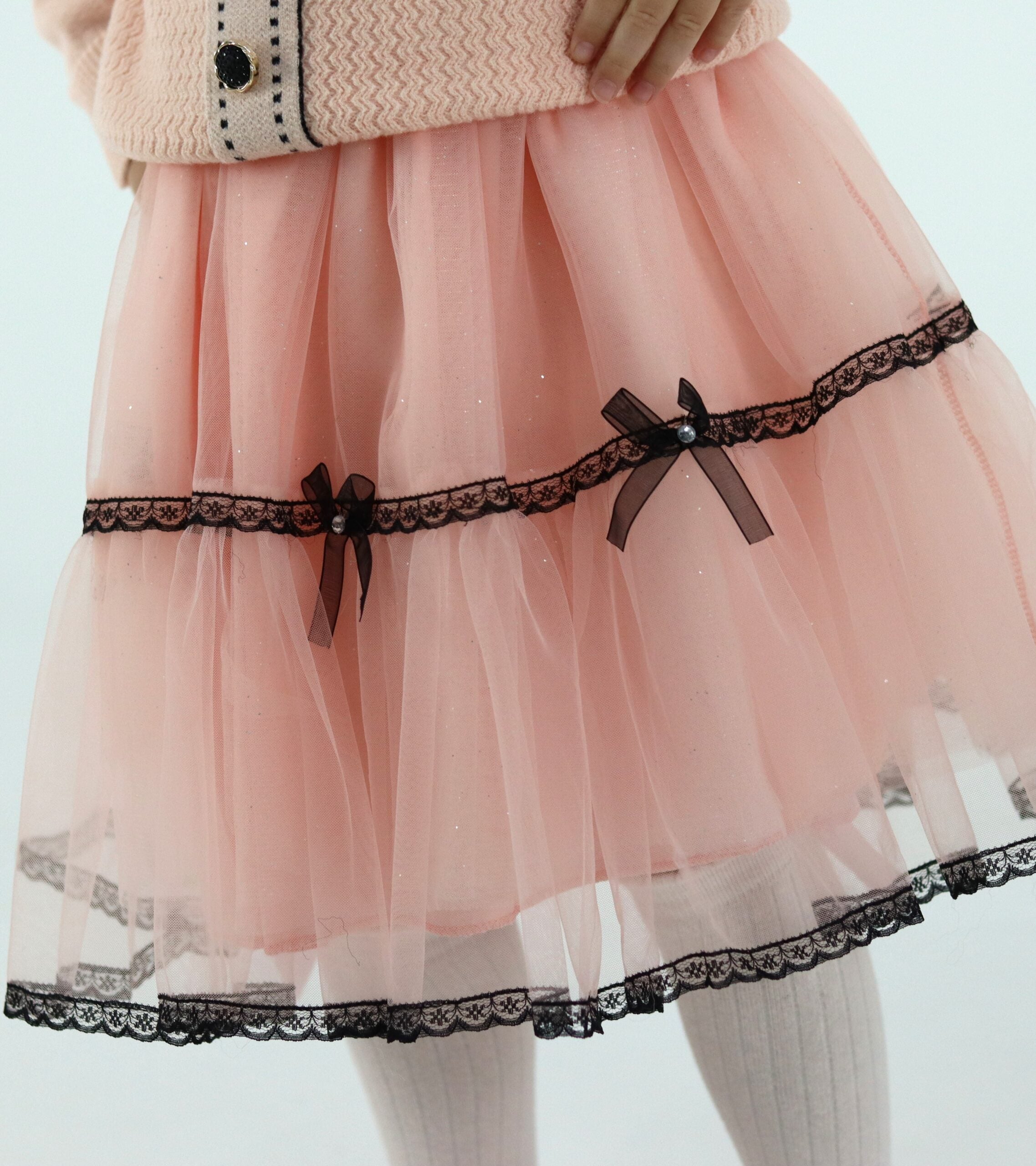 Girl Pink Knitted Top With Tutu Skirt