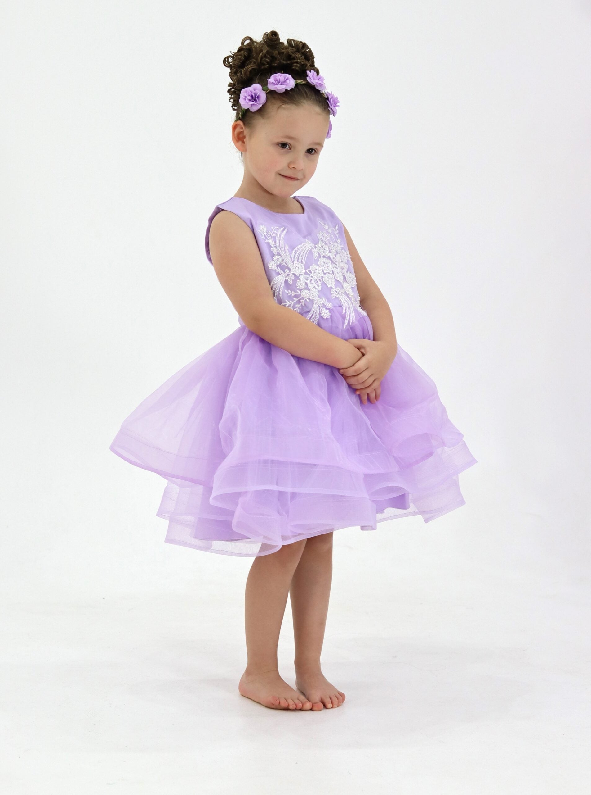 Organza Purple Tutu Dress With Beaded Lace Appliques