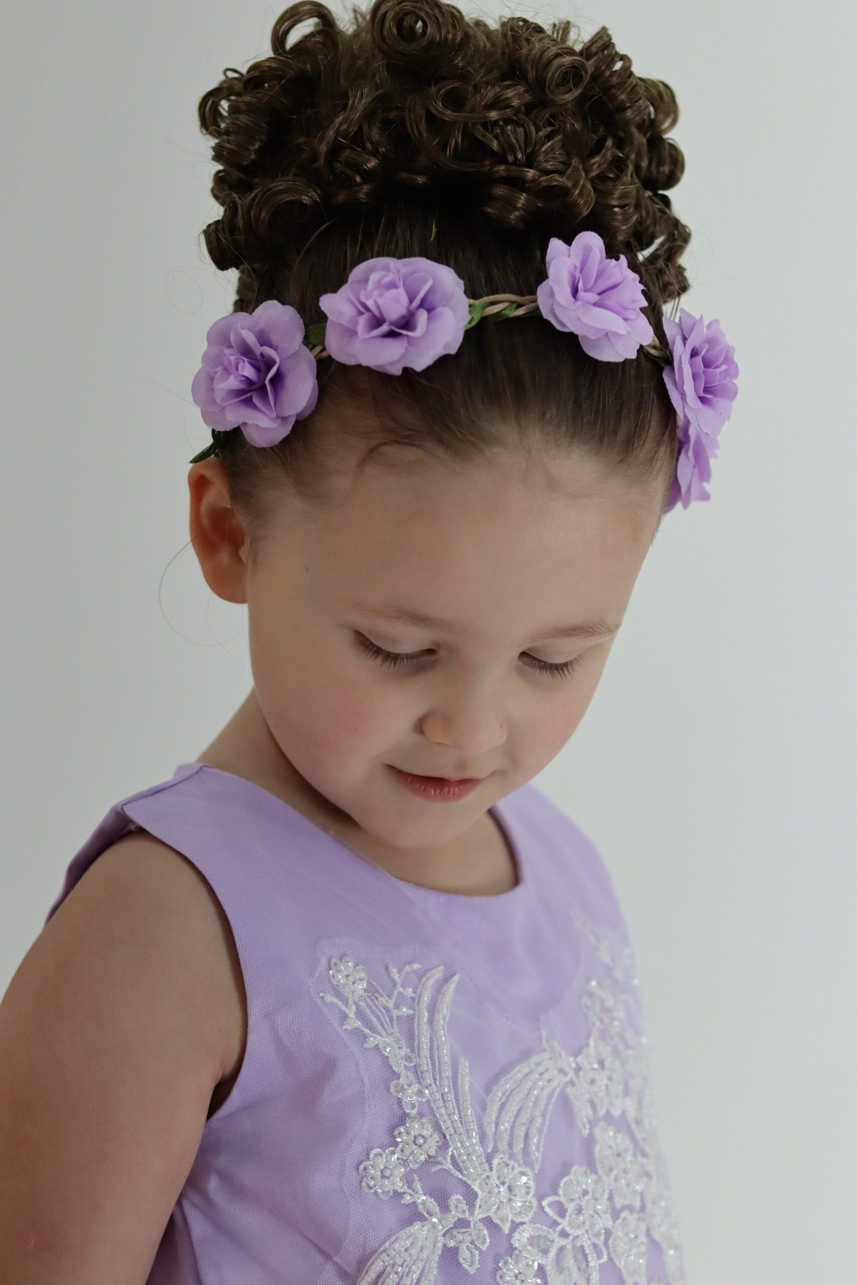 Organza Purple Tutu Dress With Beaded Lace Appliques