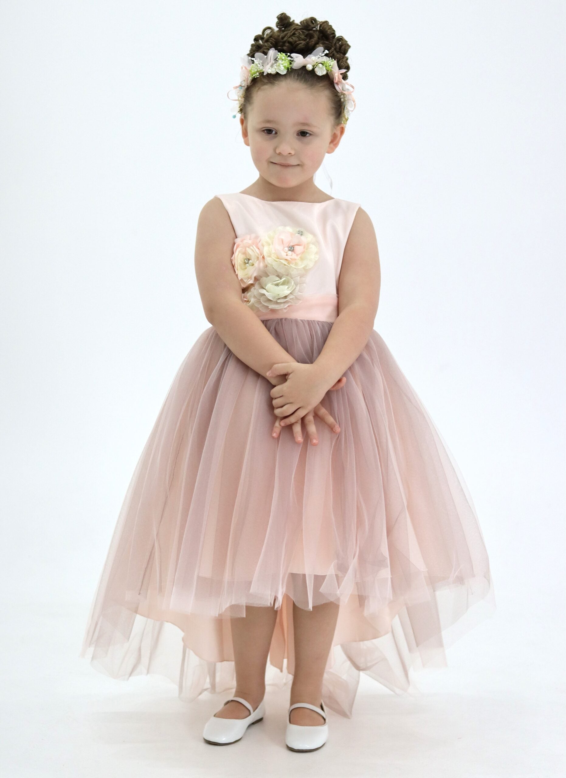 Flower Girl Dress Dusty Pink High Low Dress