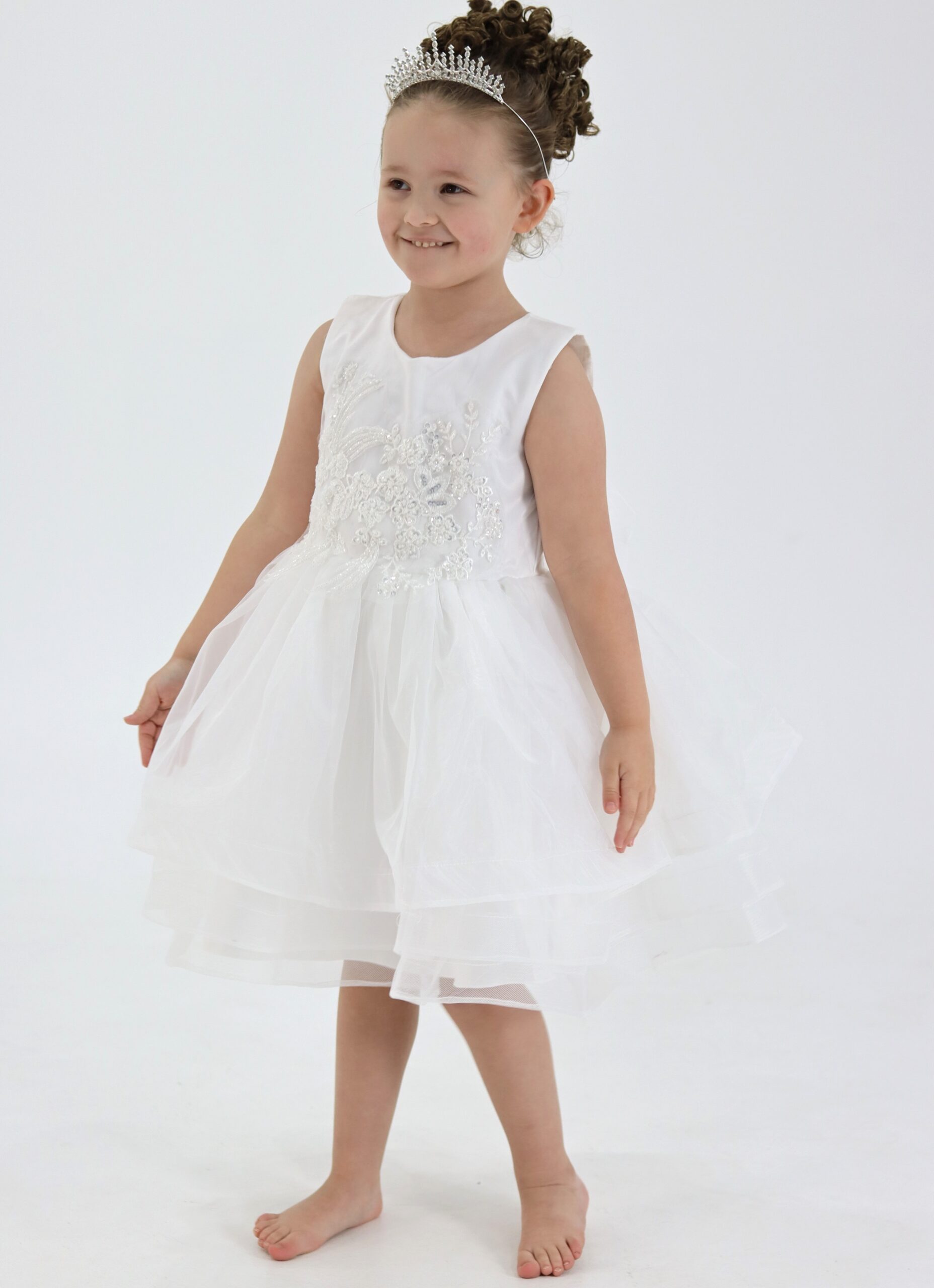 Organza White Tutu Dress With Beaded Lace Appliques
