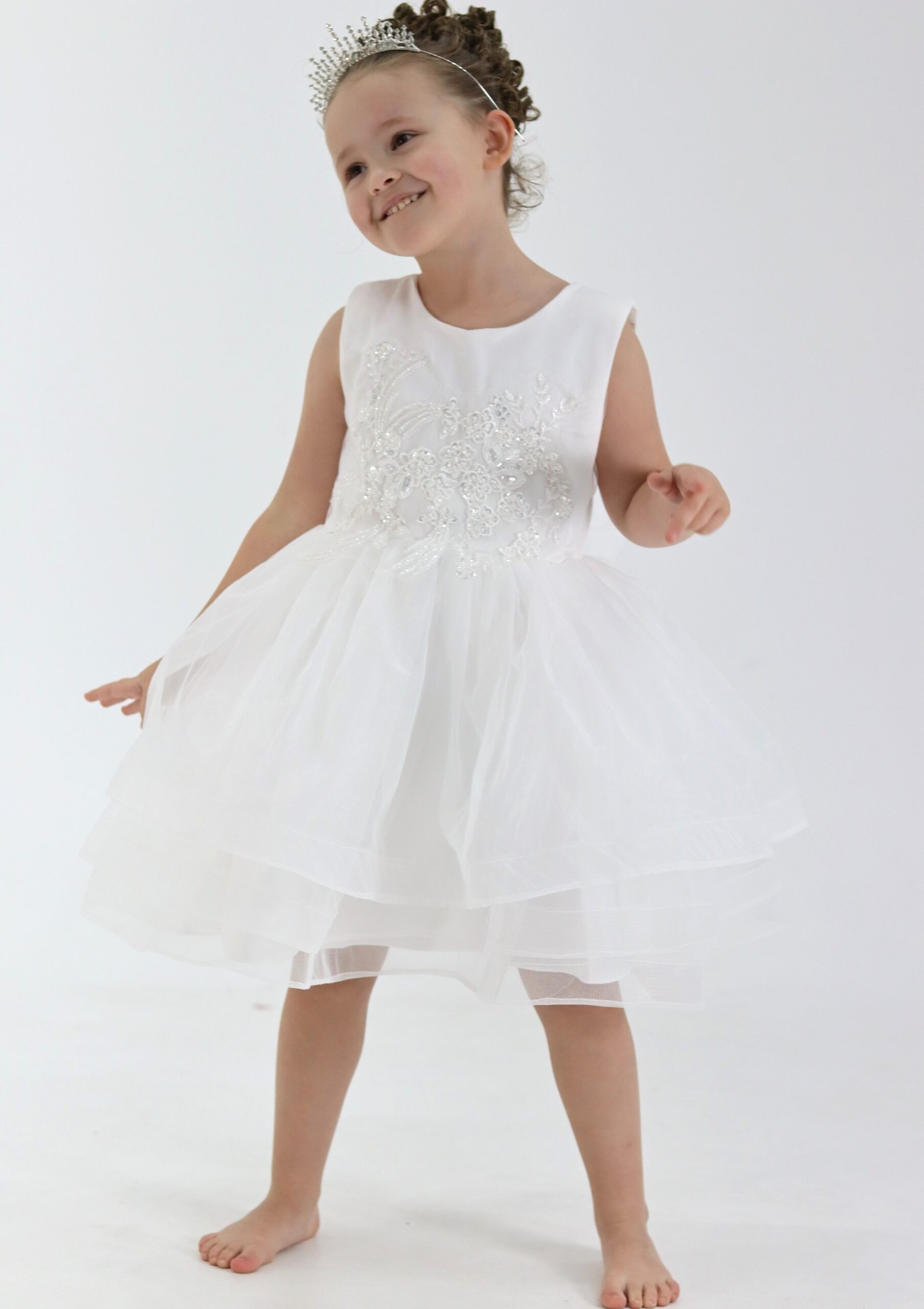 Organza White Tutu Dress With Beaded Lace Appliques