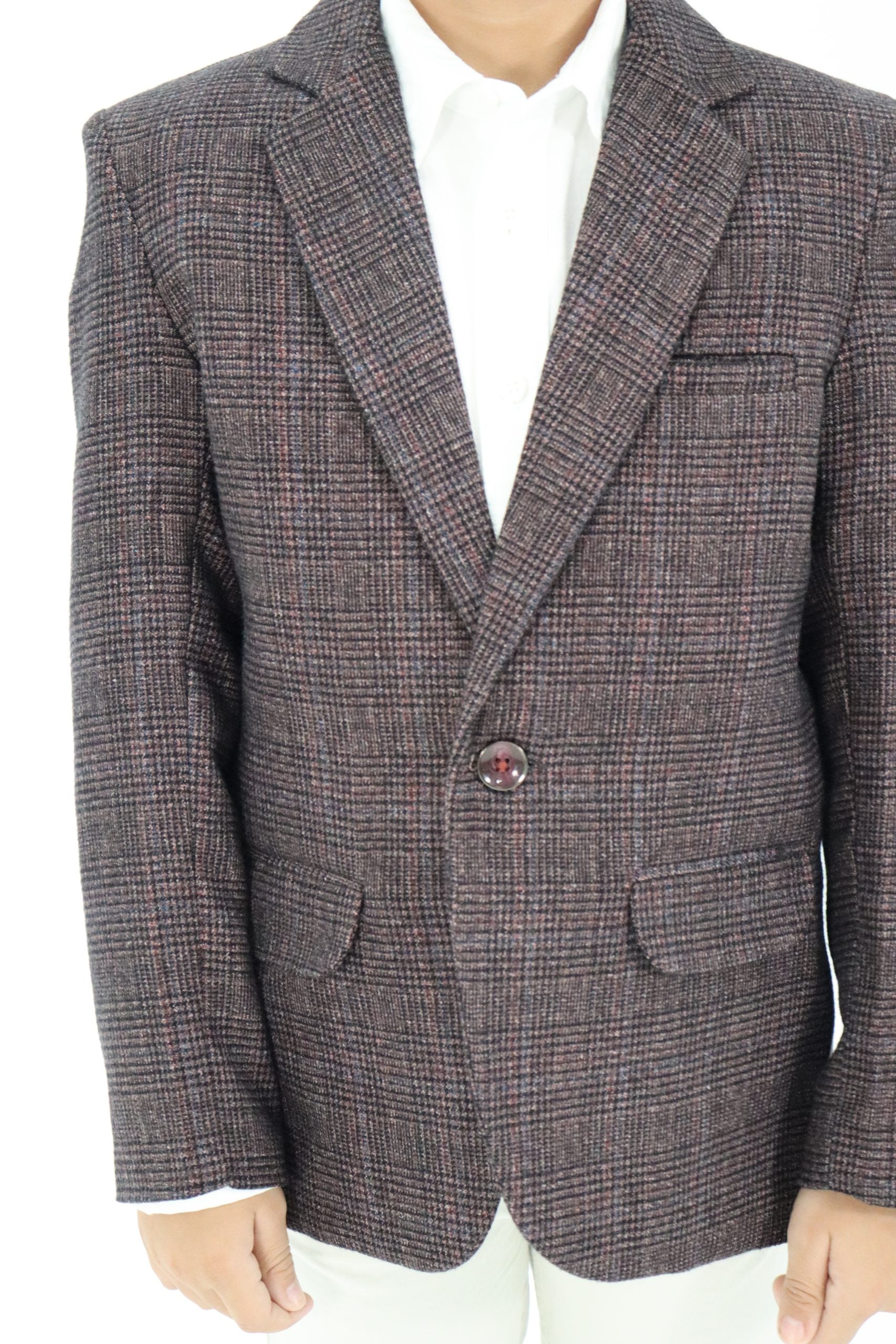 Boys Brown Check Blazer