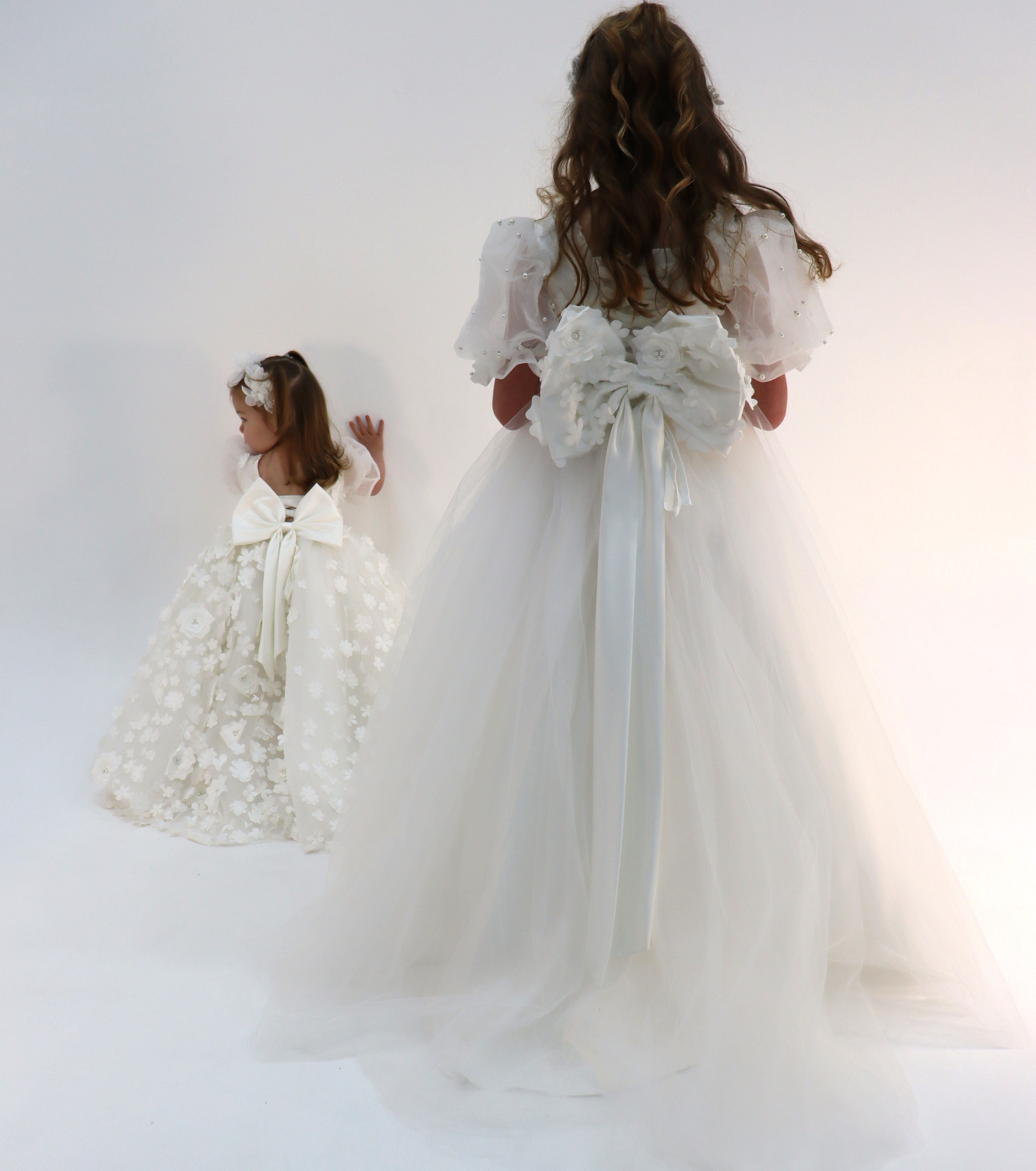 Luxury Handmade Puffy Sleeve Flower Girl Dress