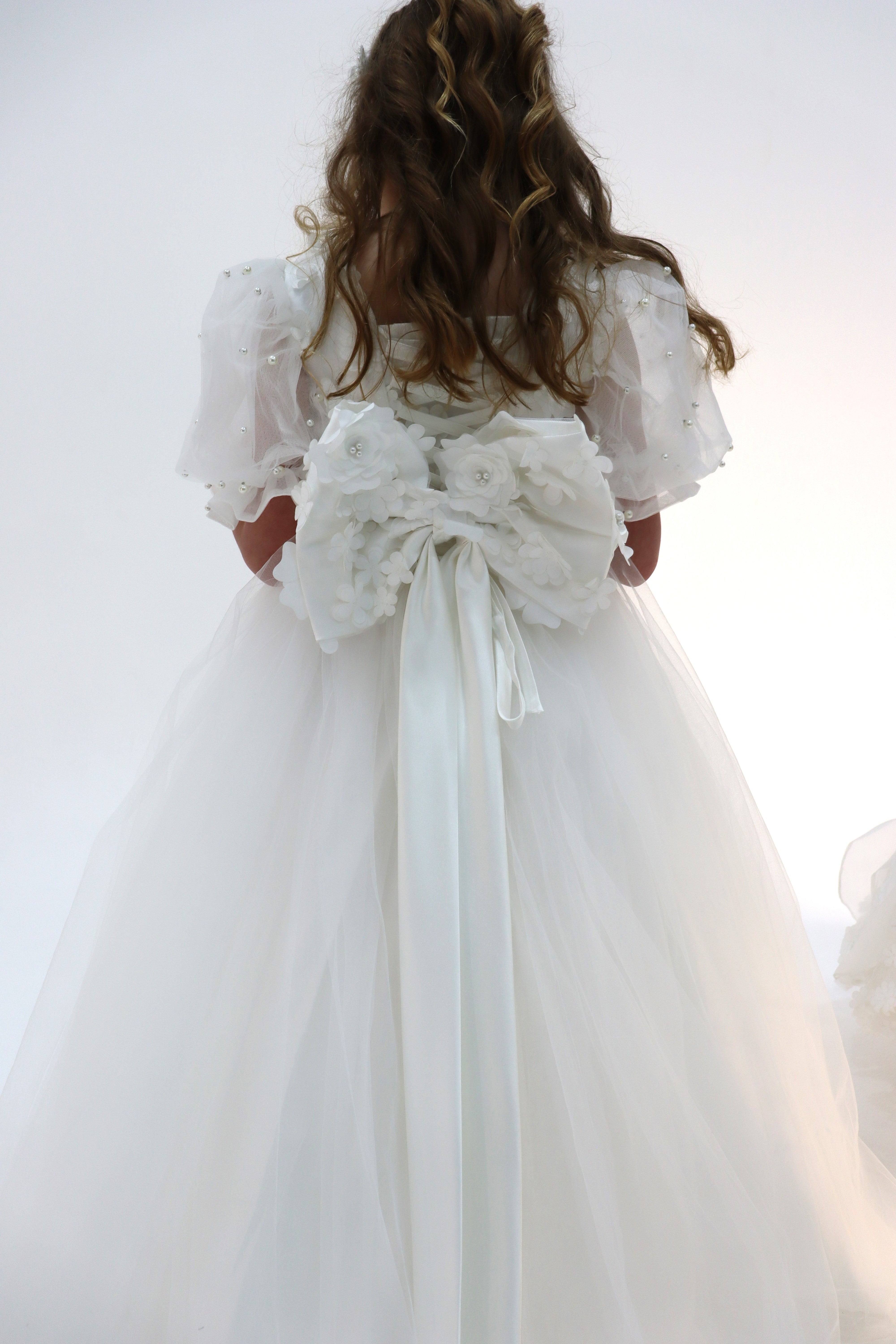 Luxury Handmade Puffy Sleeve Flower Girl Dress