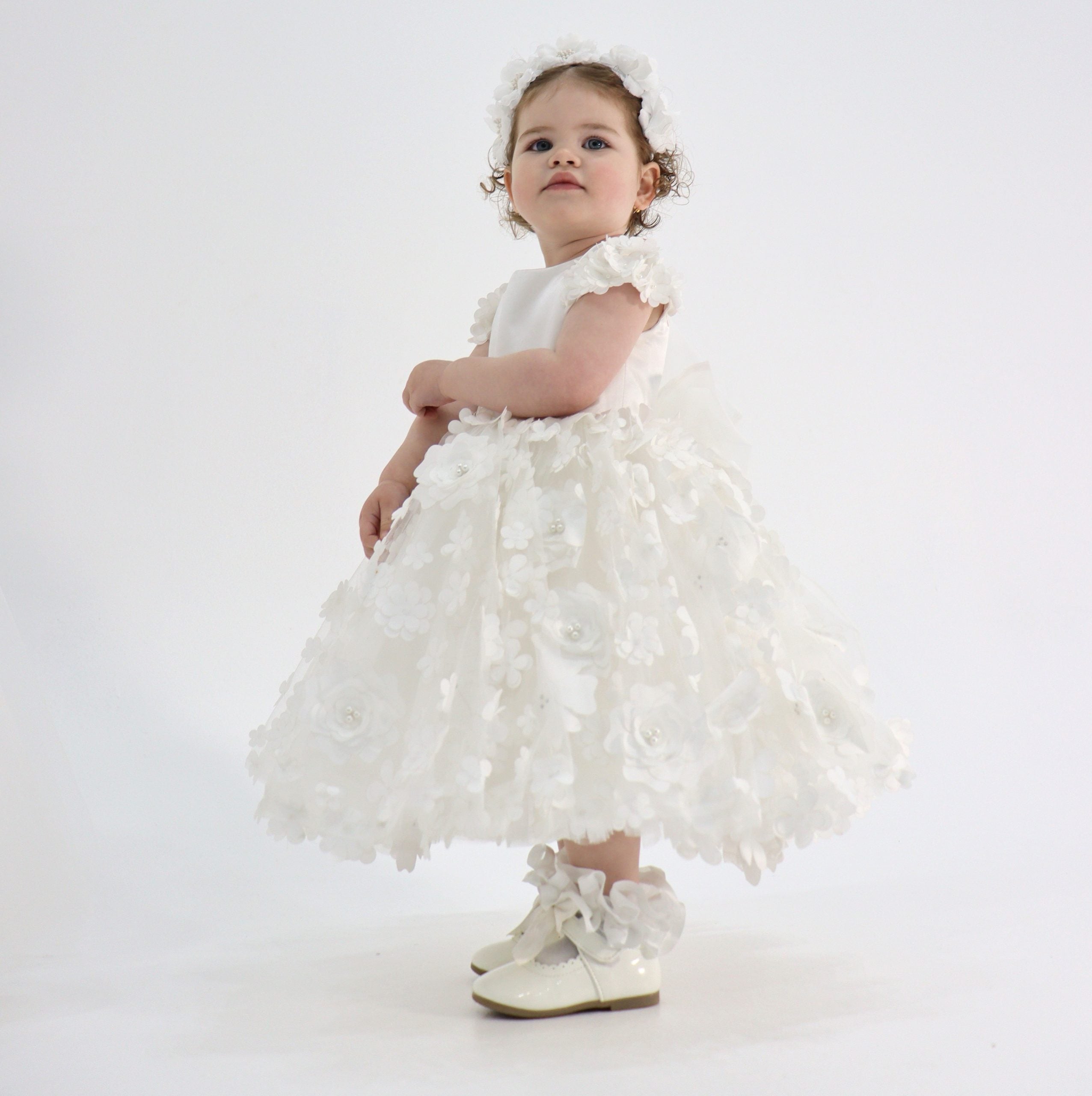 First Birthday Dress - 3D Flowers