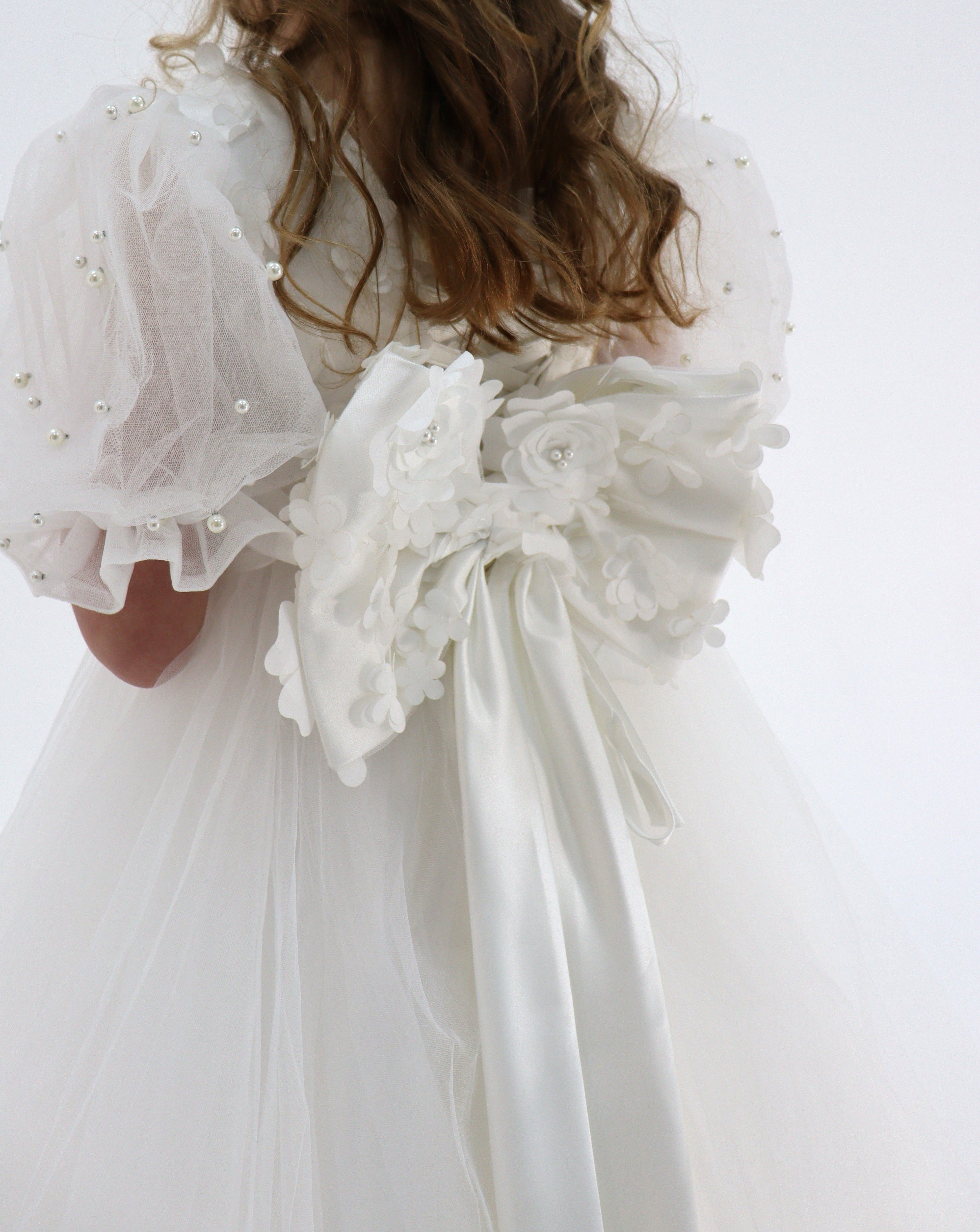 Luxury Handmade Puffy Sleeve Flower Girl Dress