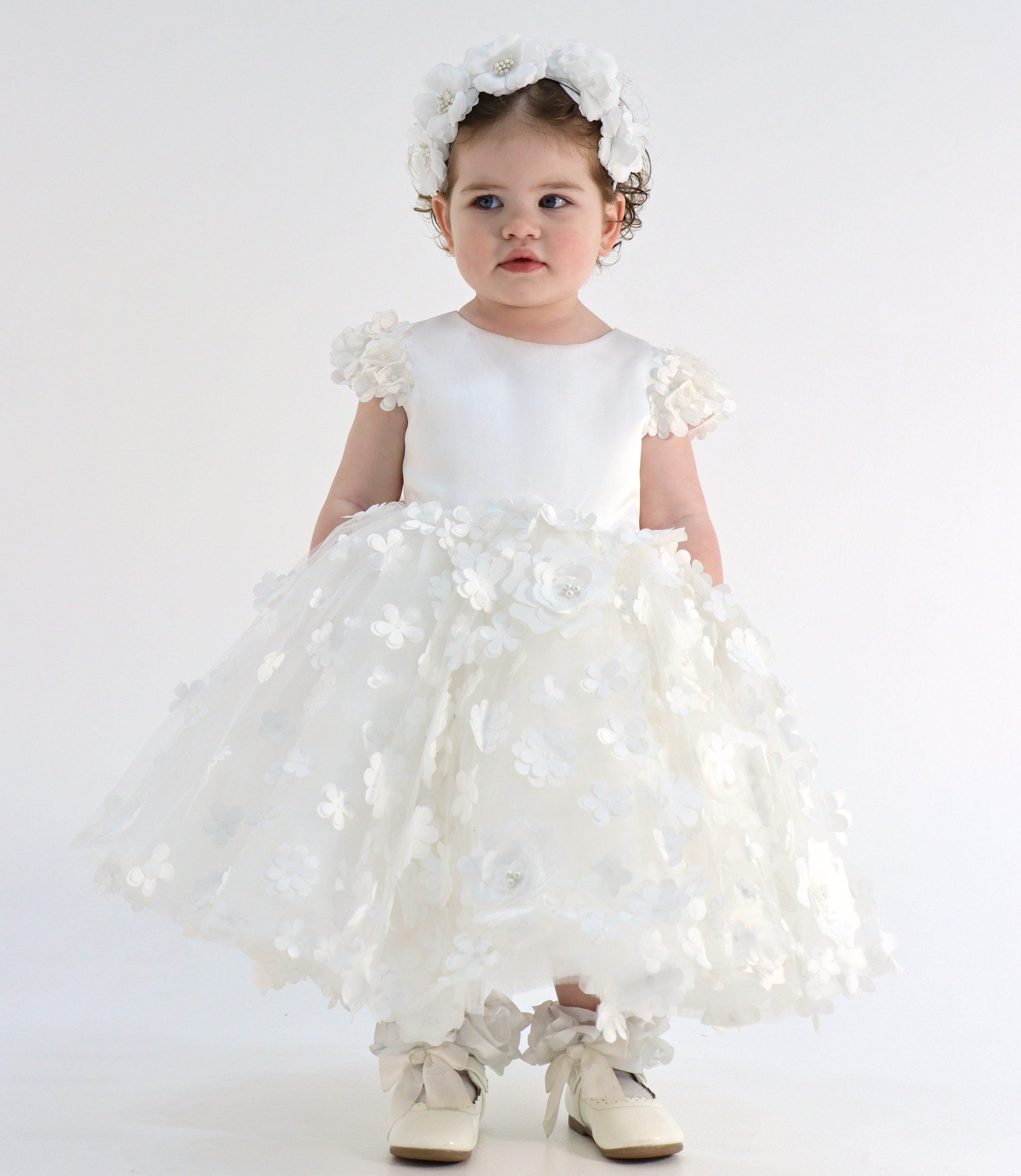 First Birthday Dress - 3D Flowers