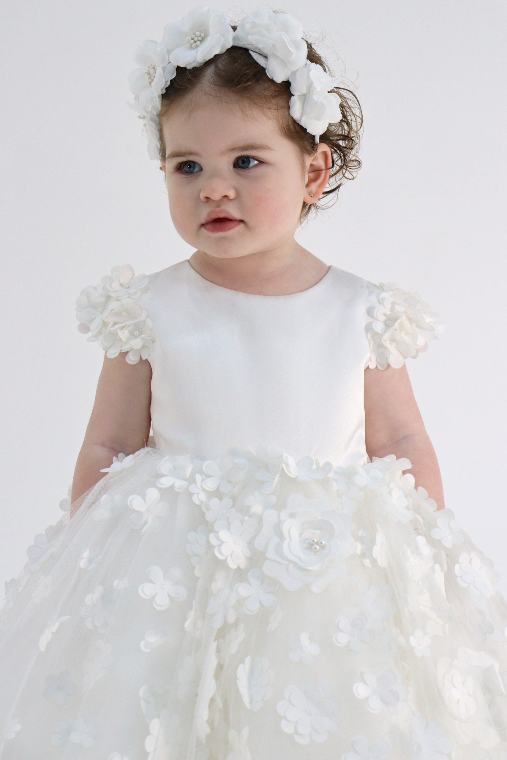 First Birthday Dress - 3D Flowers
