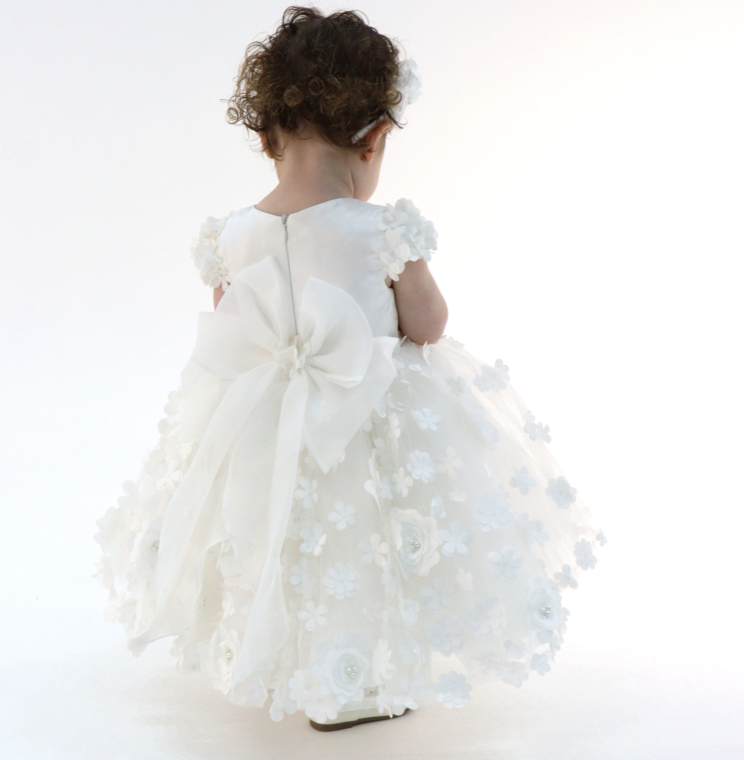 First Birthday Dress - 3D Flowers