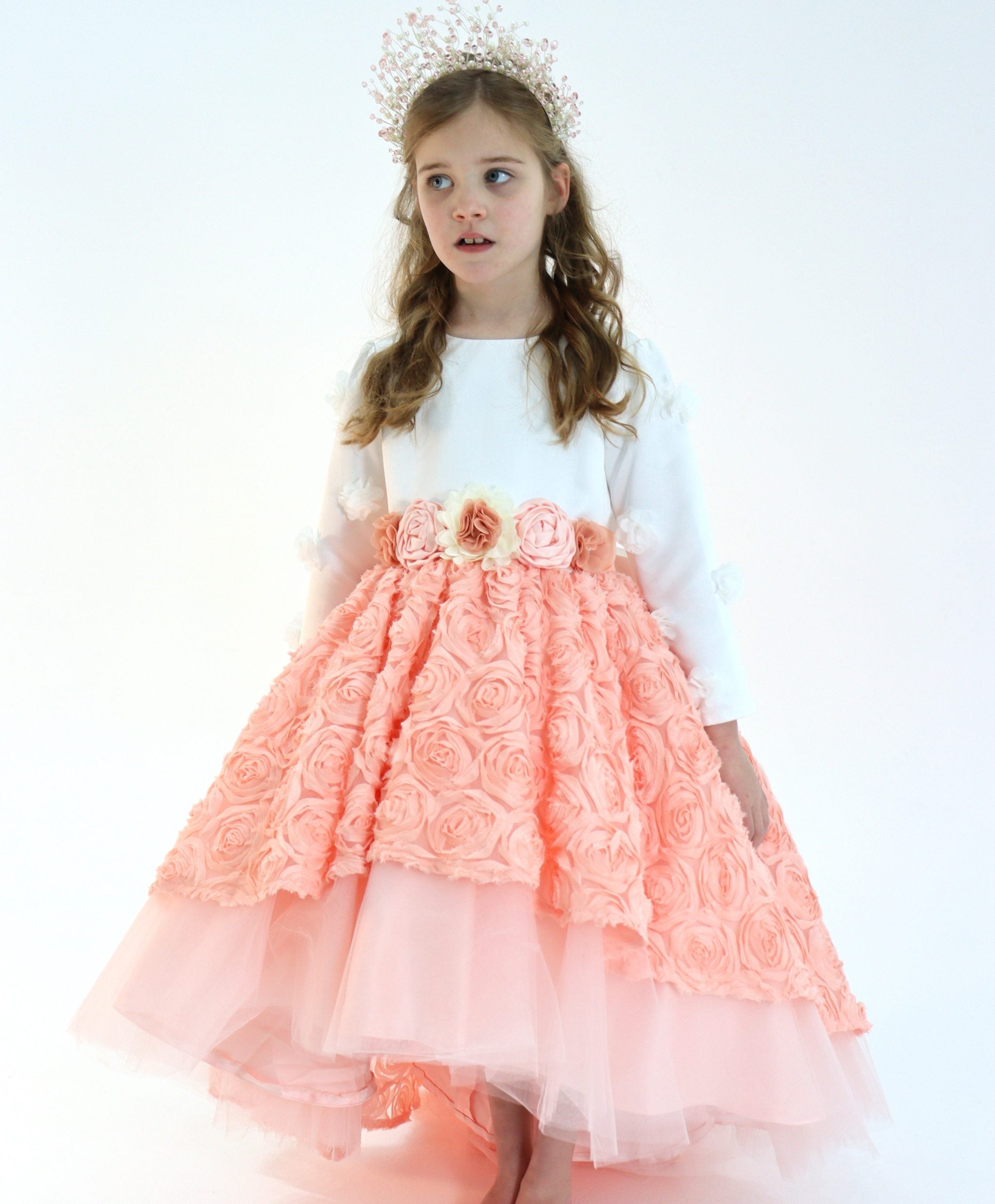 Luxury High Low Rosette Dress