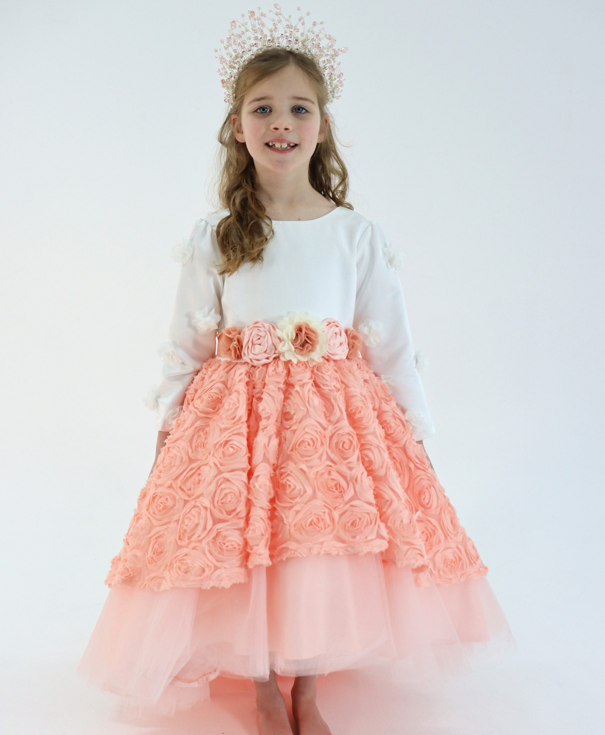 Luxury High Low Rosette Dress