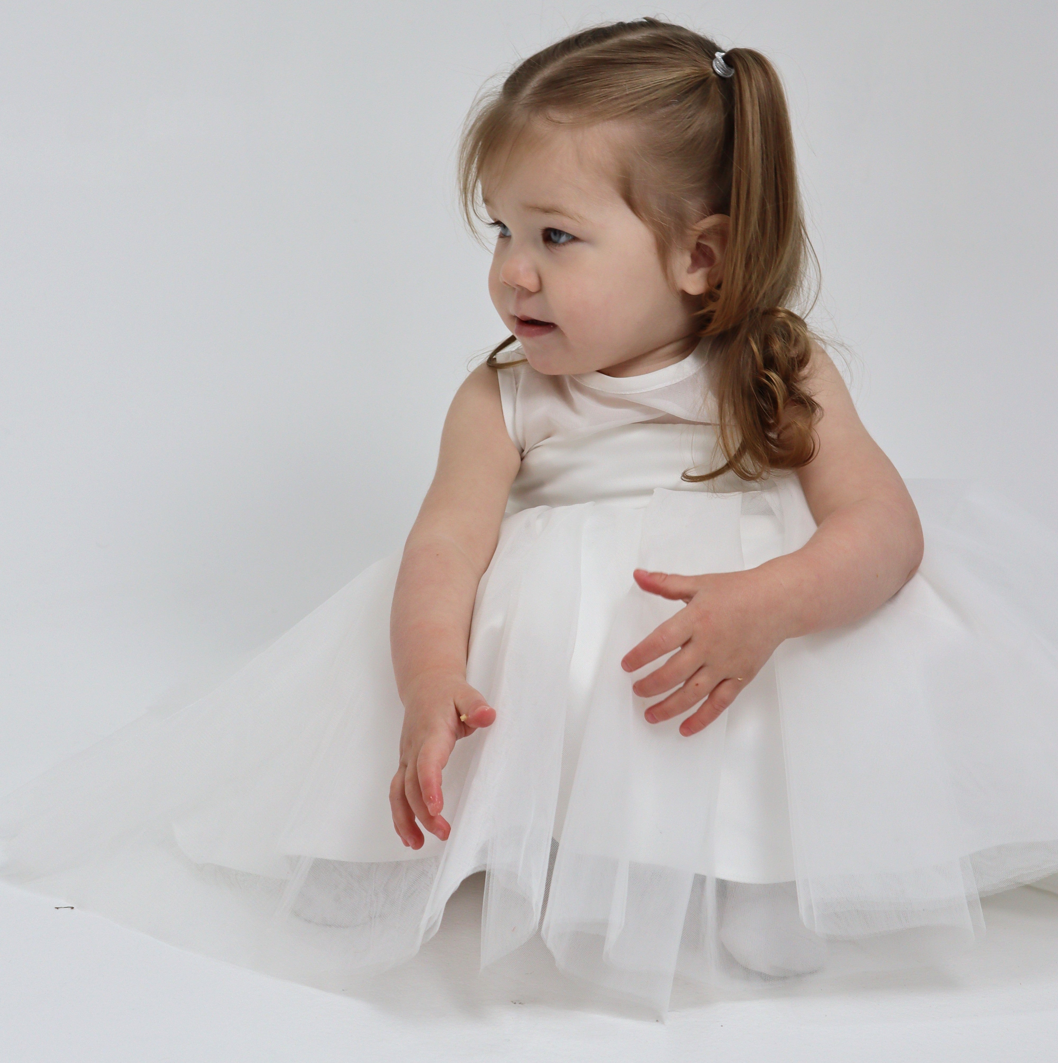 Flower Girl Dress With Grey Big Bow