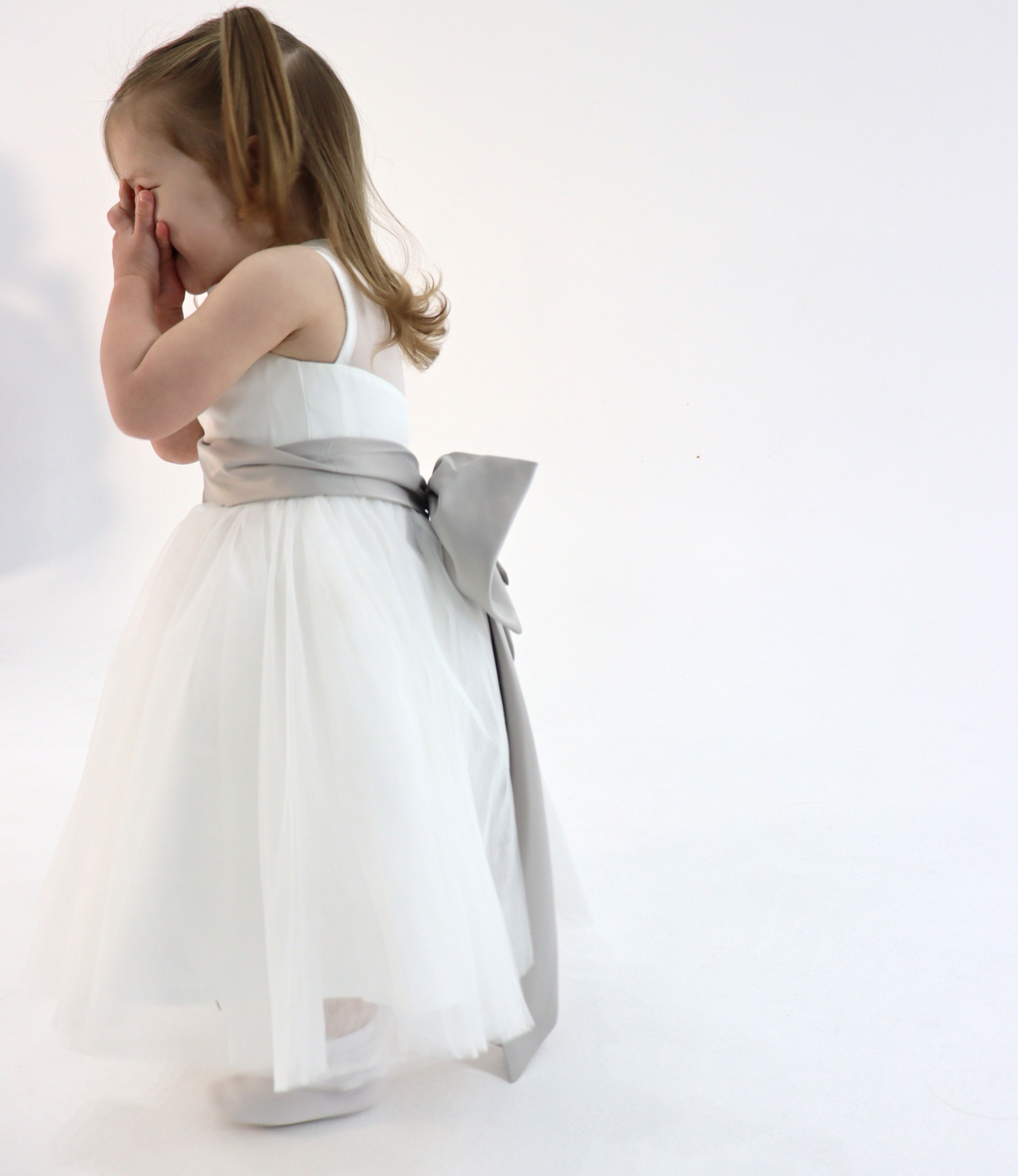 Flower Girl Dress With Grey Big Bow