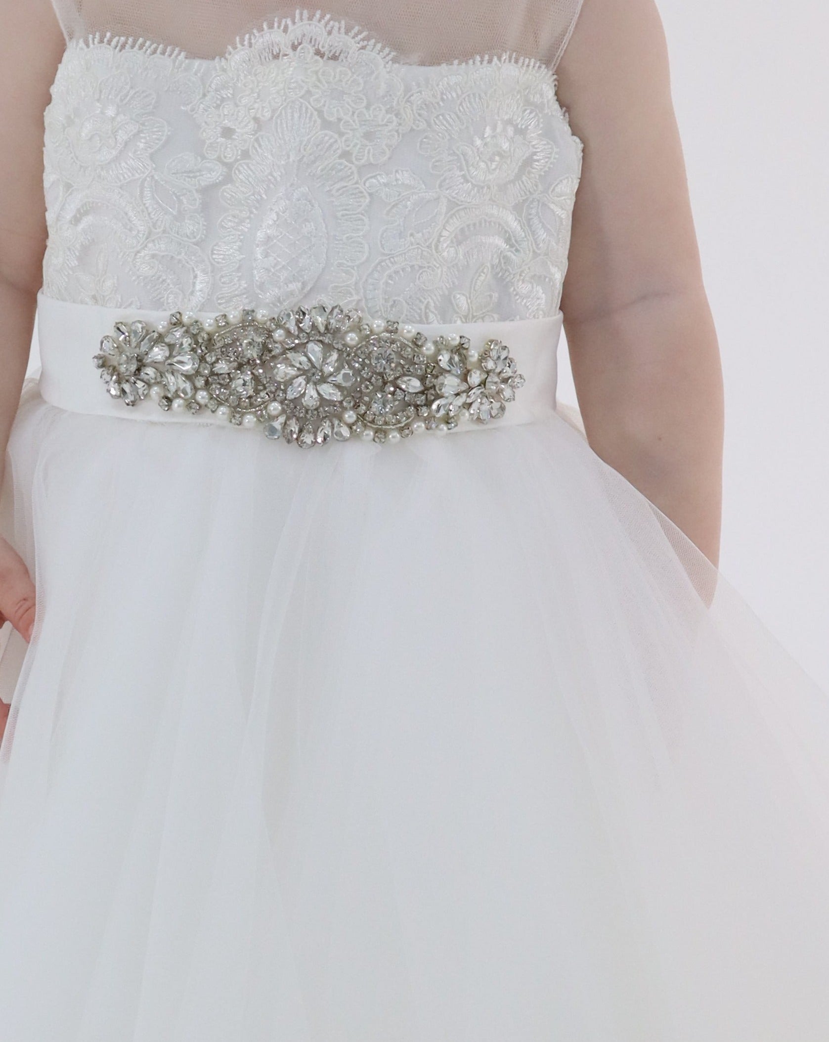 Lace Tulle Flower Girl Dress- Keyhole Backless