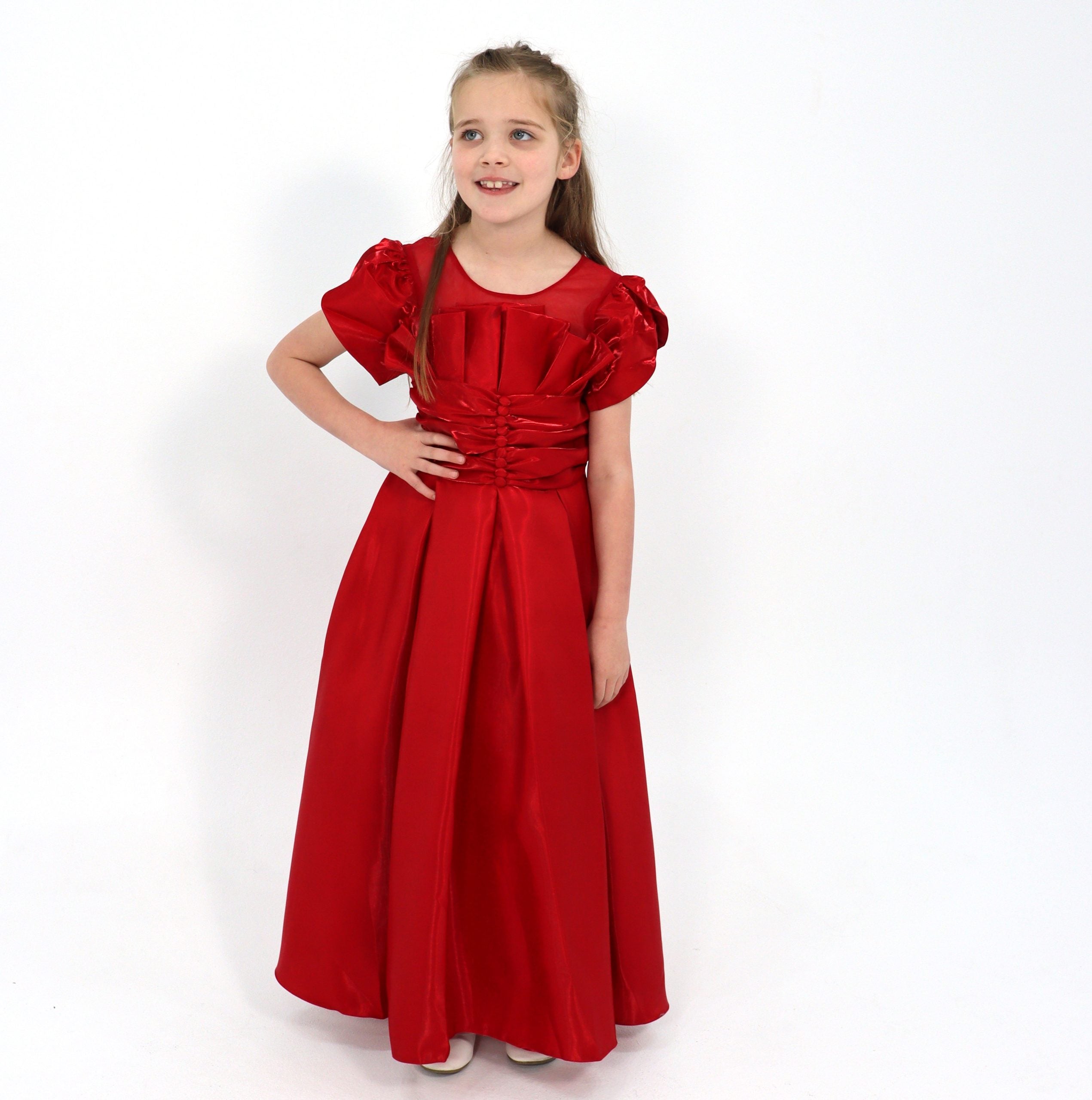 Girls Long Dress - Red