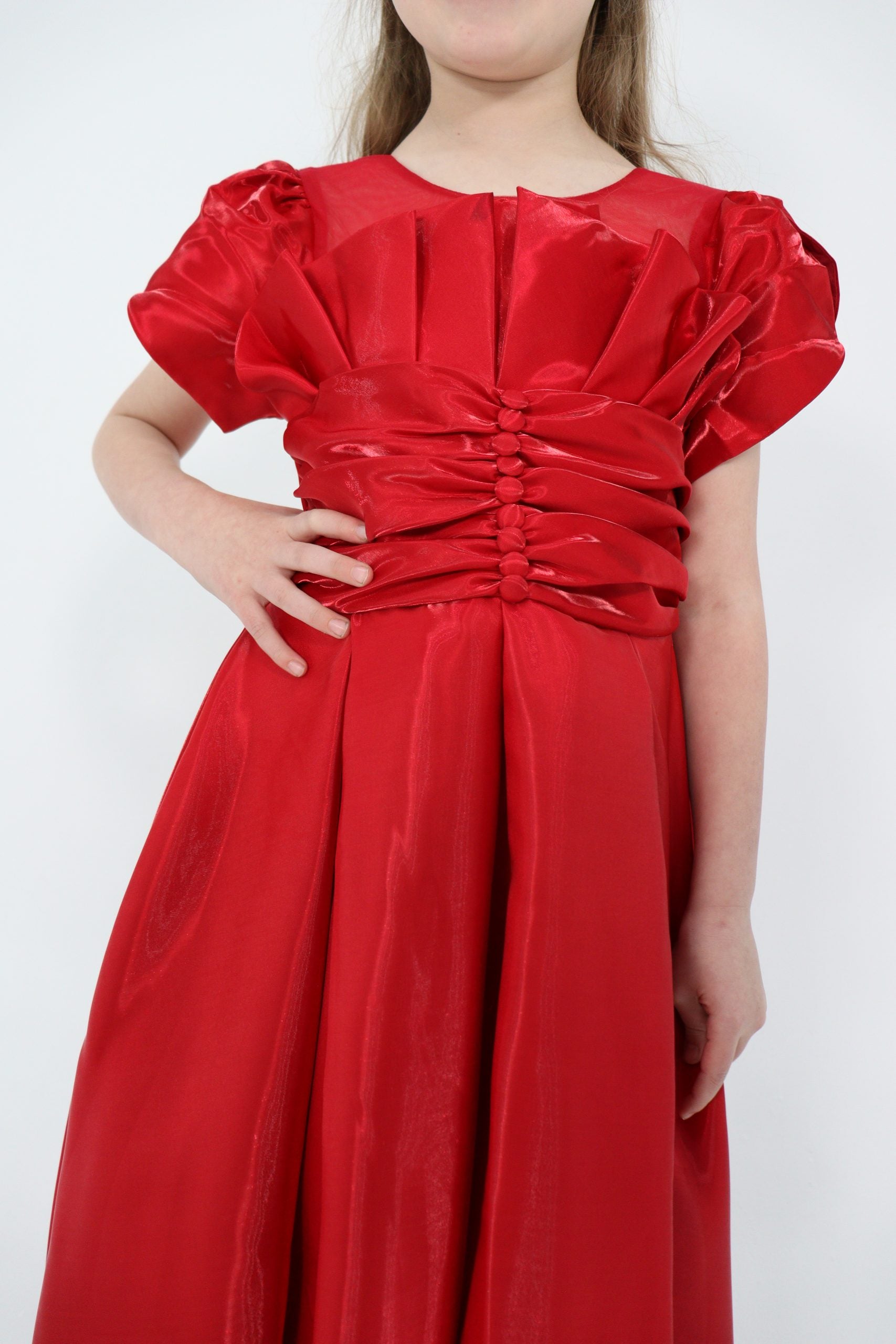 Girls Long Dress - Red