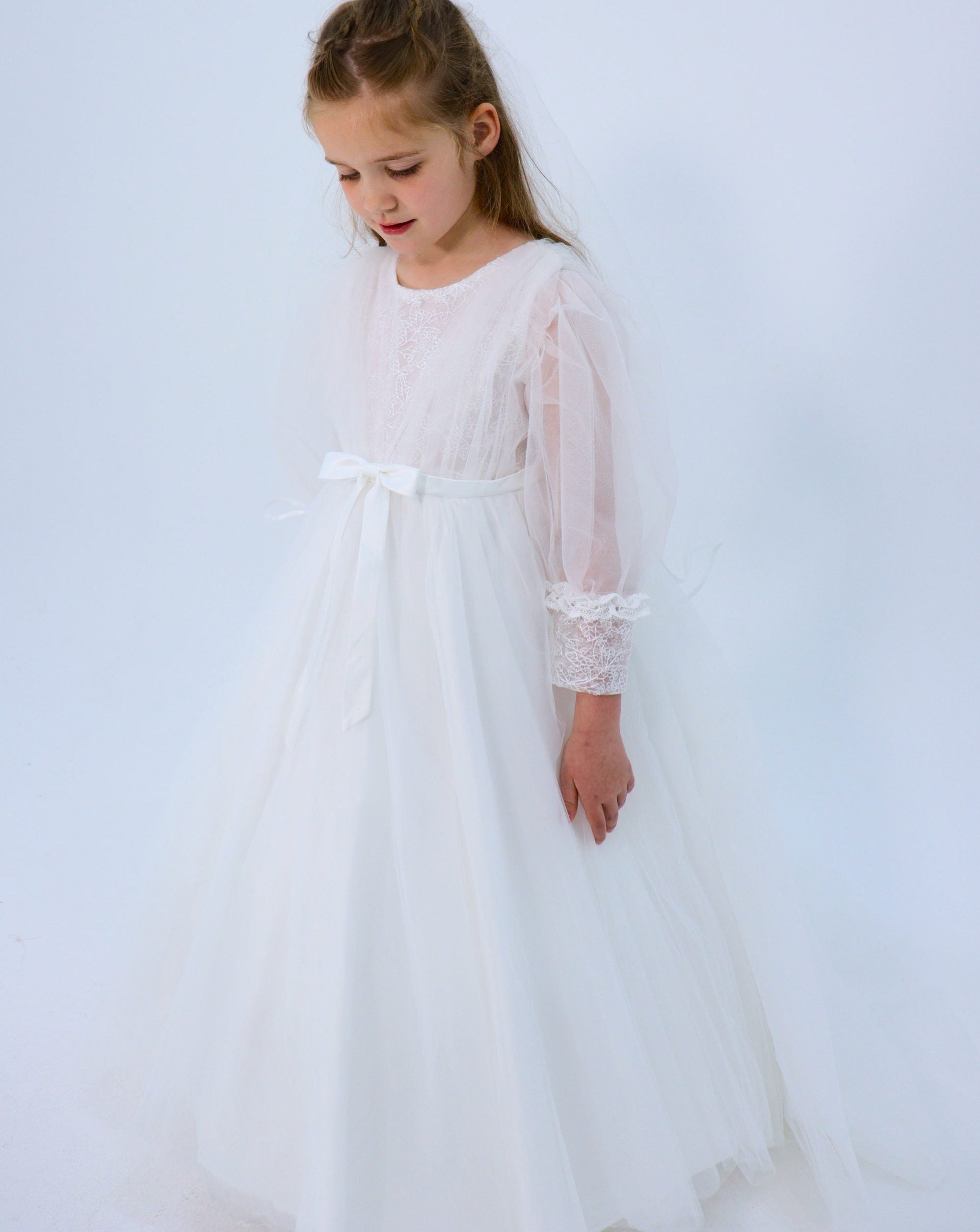 Holy Communion Dress With Train - Full Sleeve