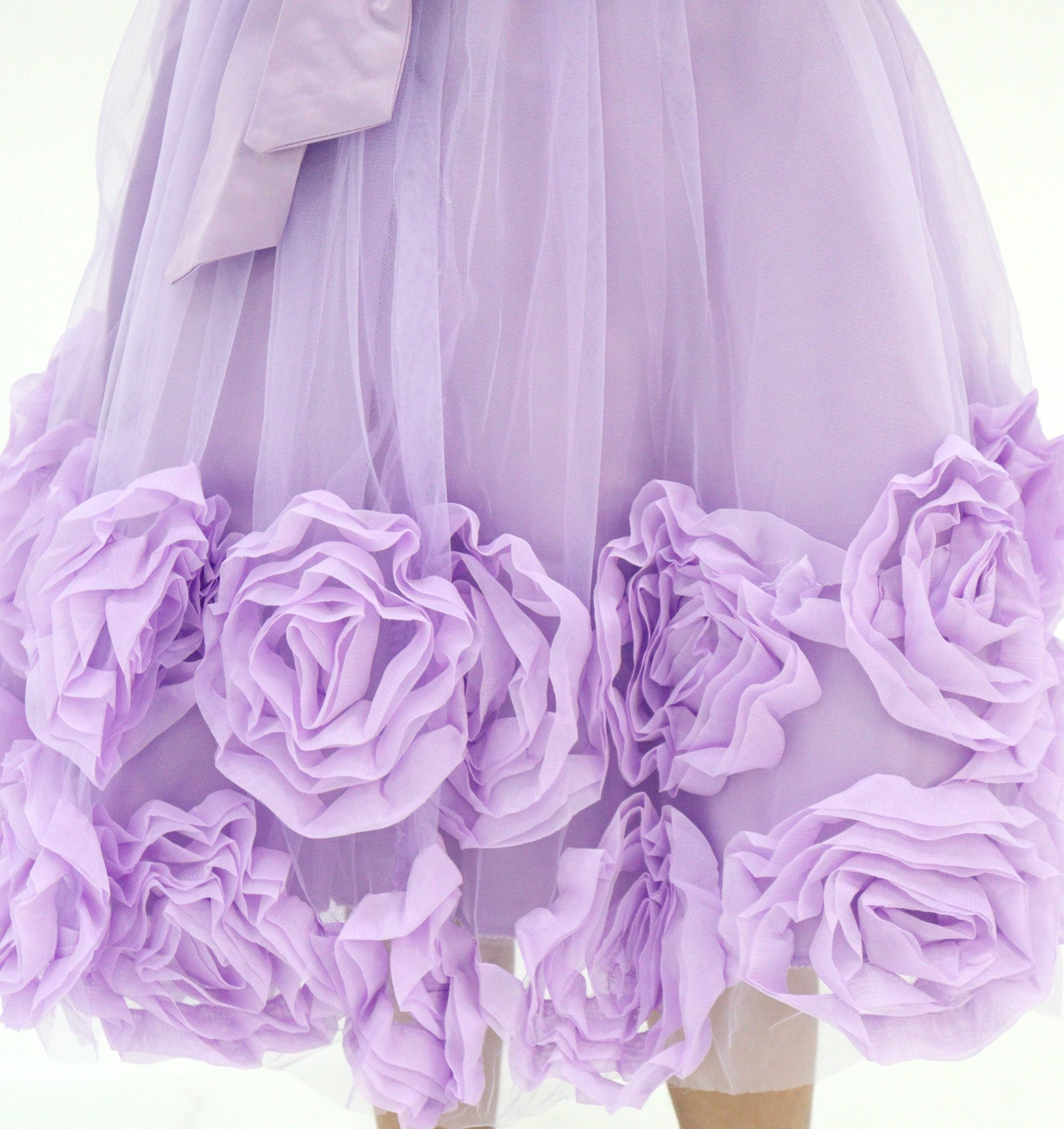 Girls Purple Dress - 3d Roses