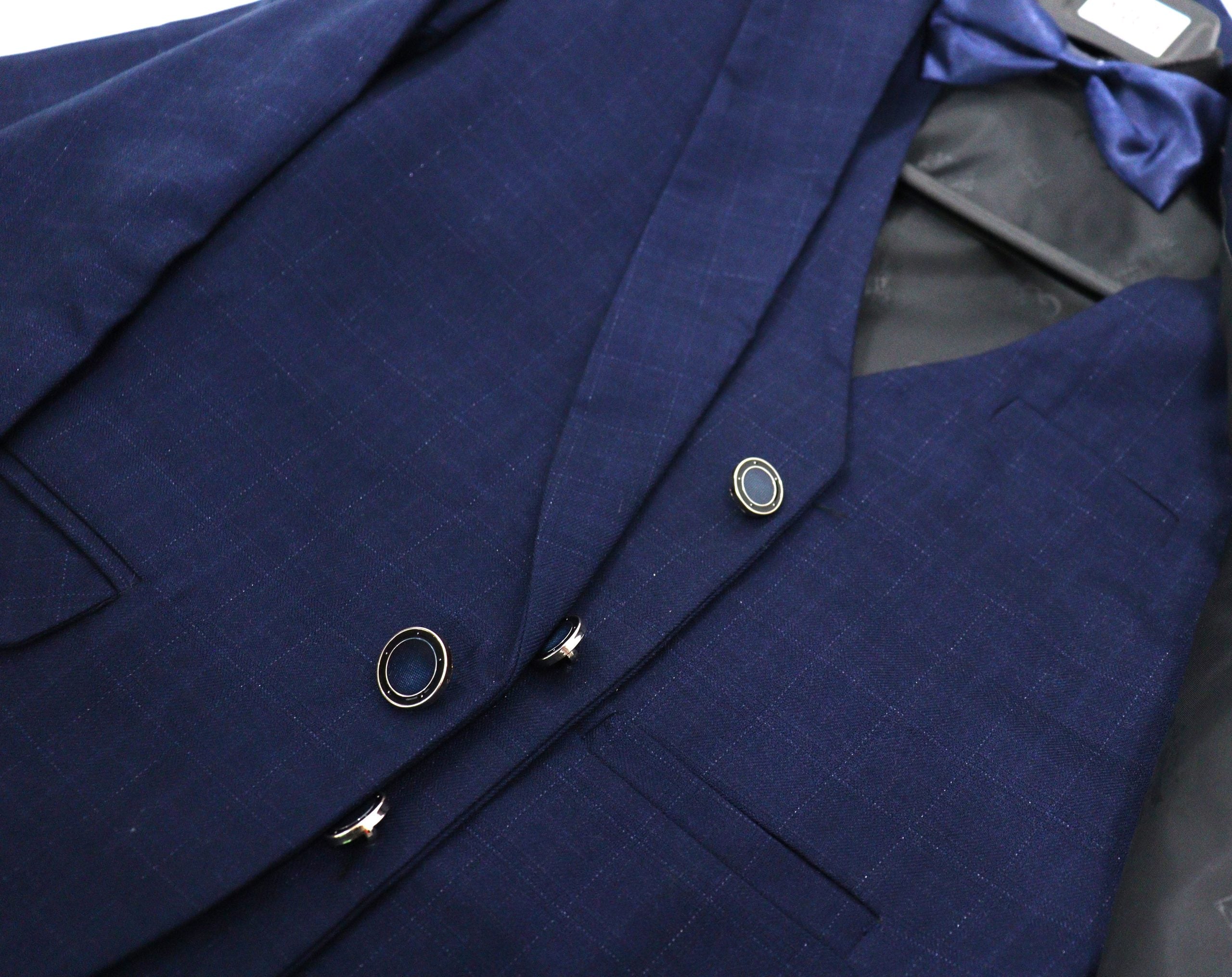 Boys Slim Fit Navy Suit 5Pc Set