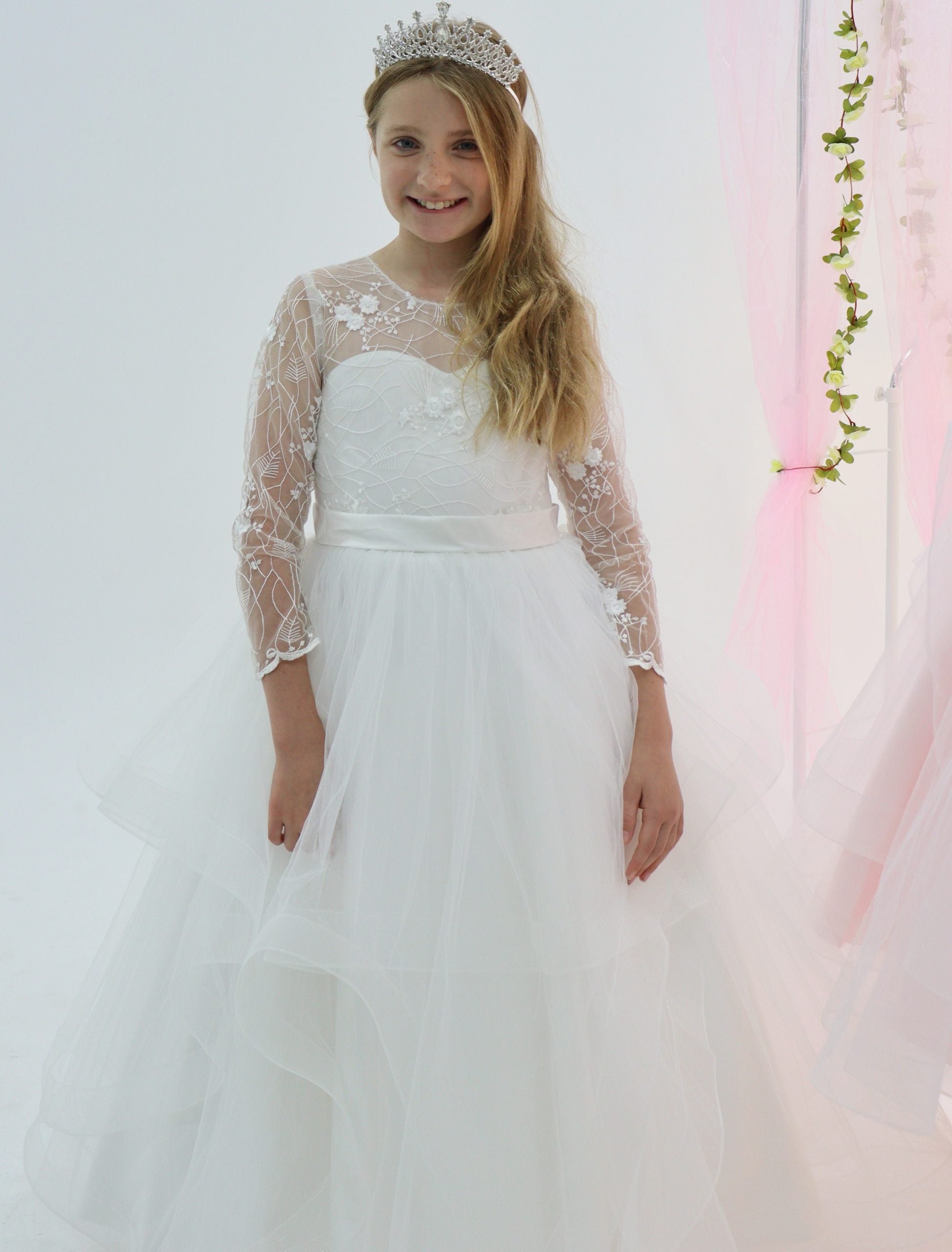 Luxury Handmade Lexi Flower Girl Dress Full Sleeve