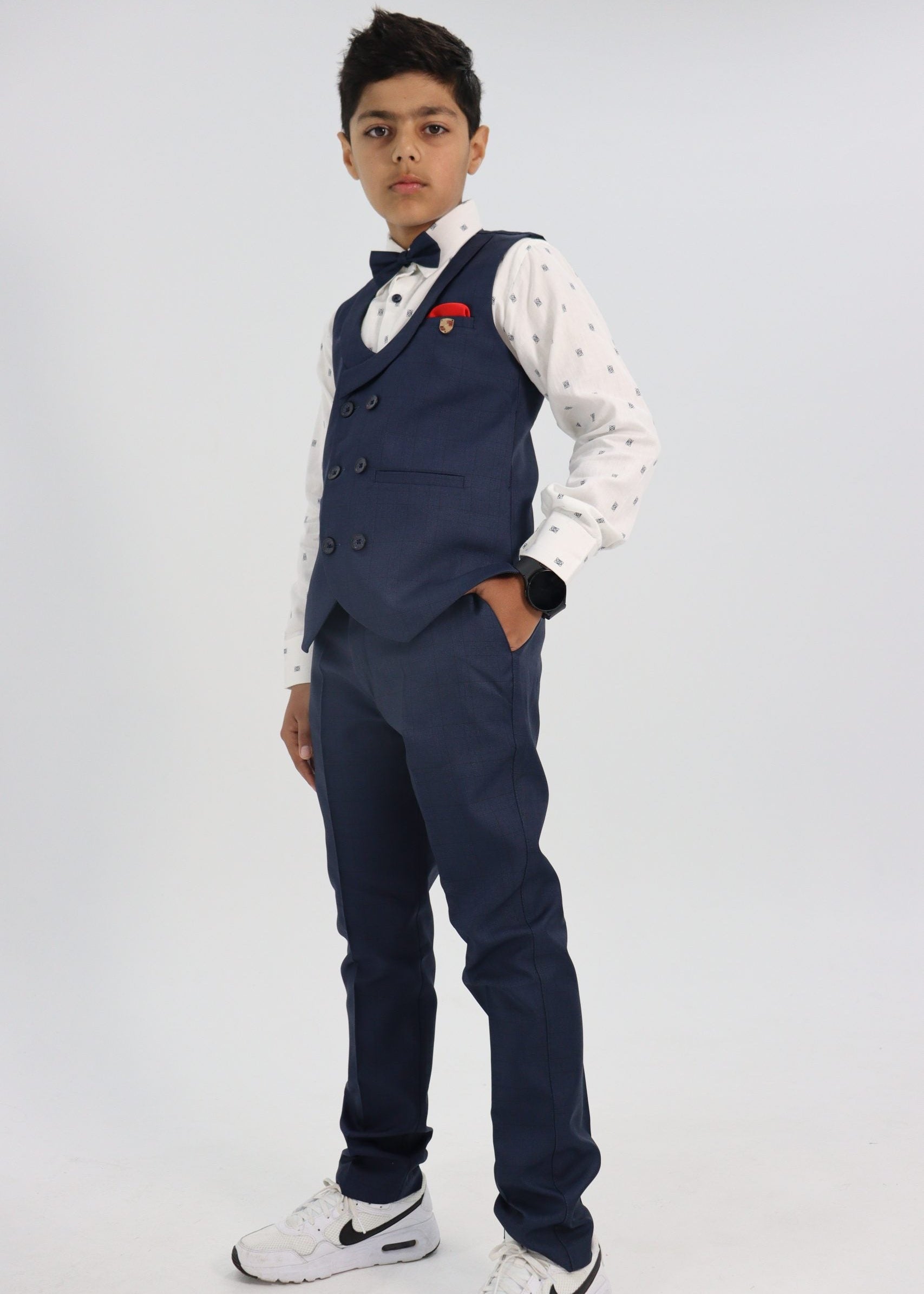 Boys Navy Waistcoat Suit Set