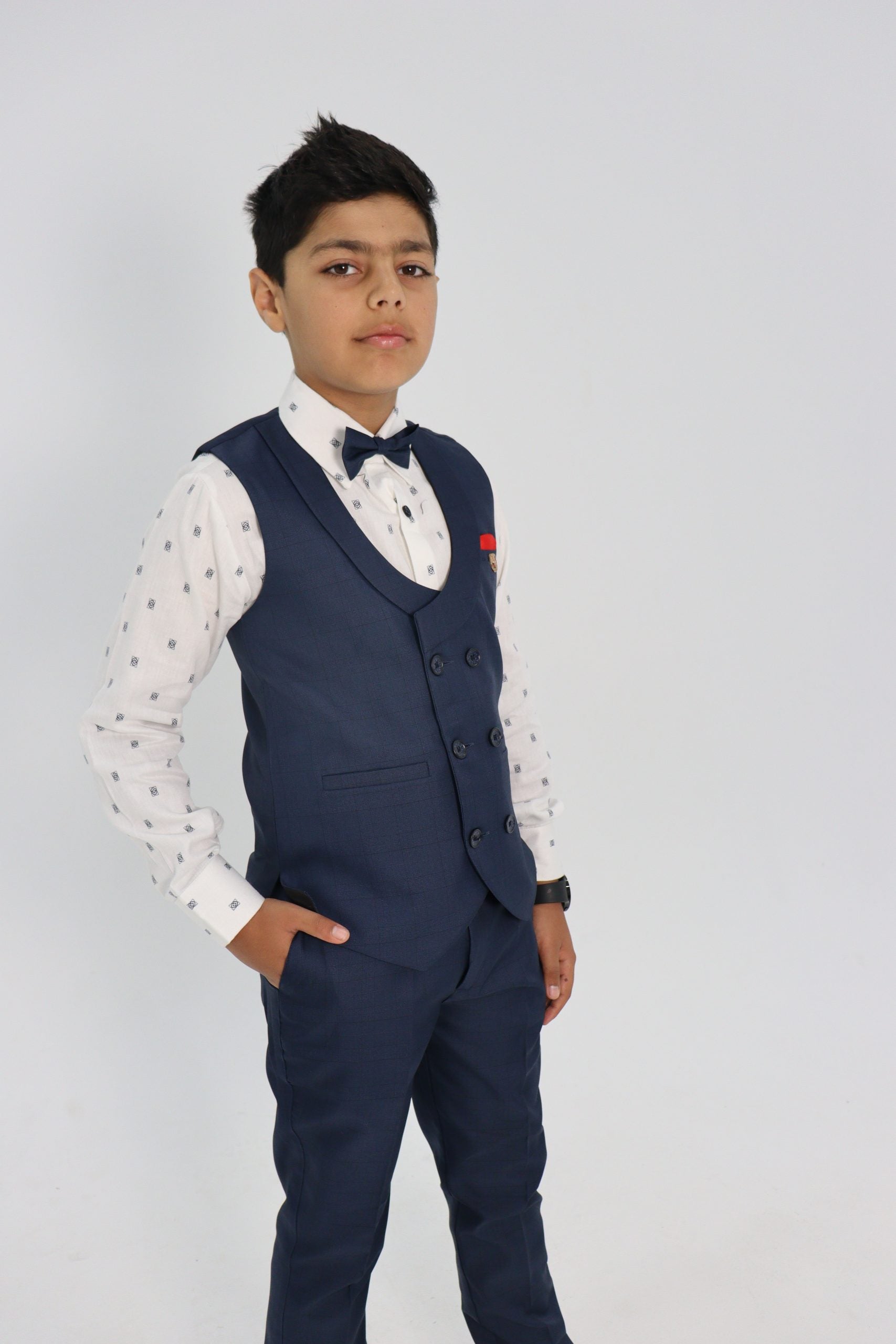 Boys Navy Waistcoat Suit Set