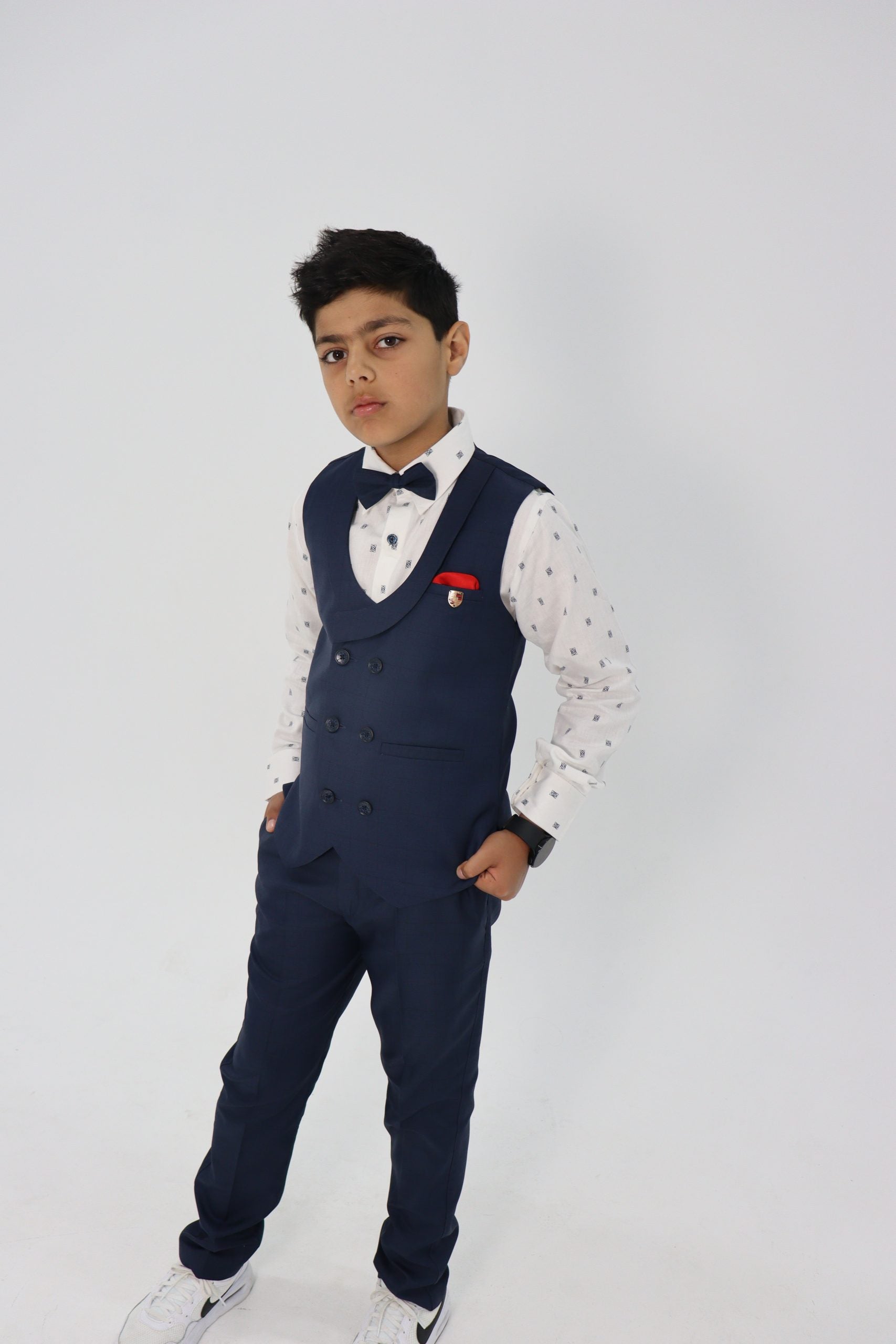 Boys Navy Waistcoat Suit Set