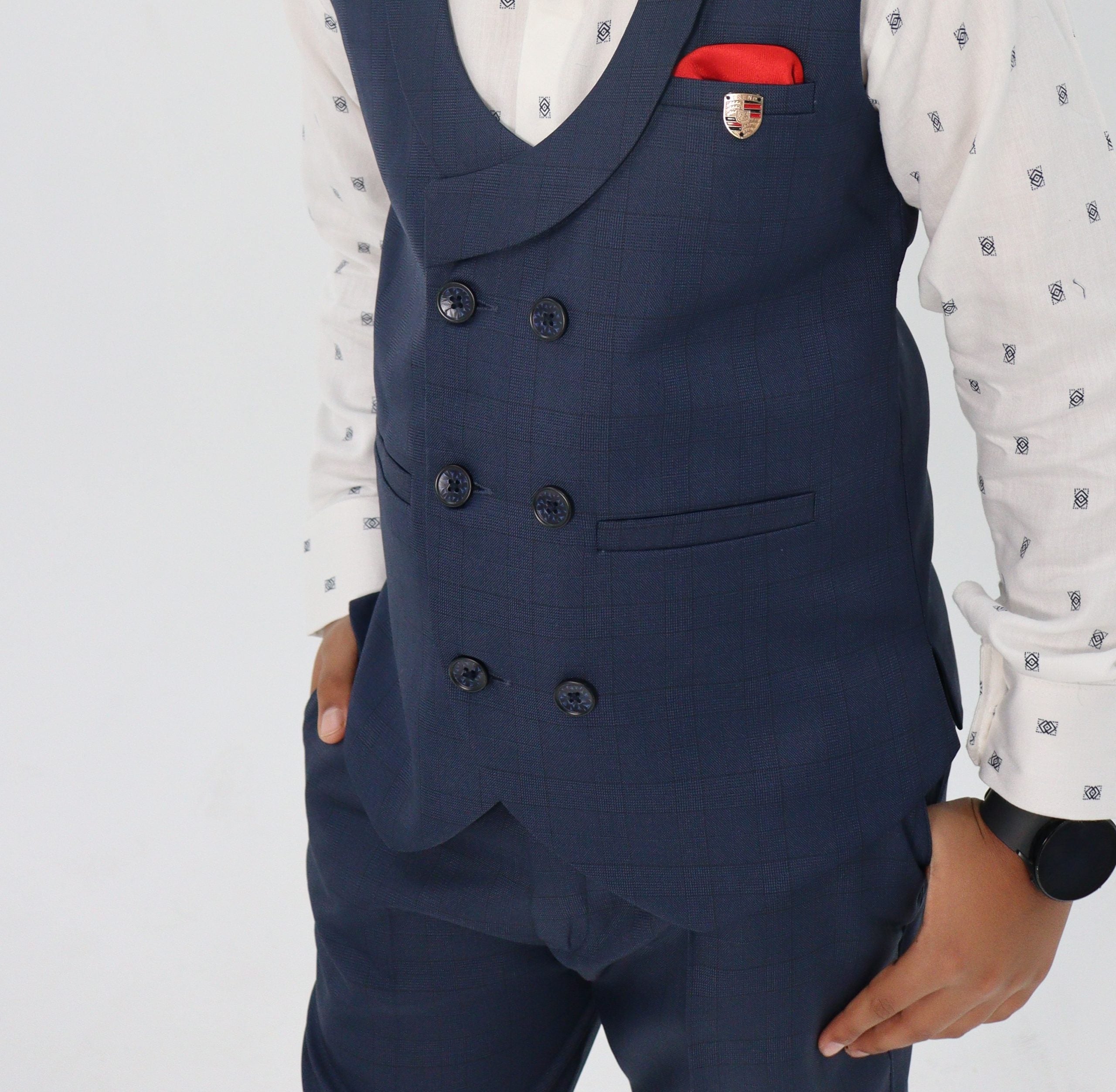 Boys Navy Waistcoat Suit Set
