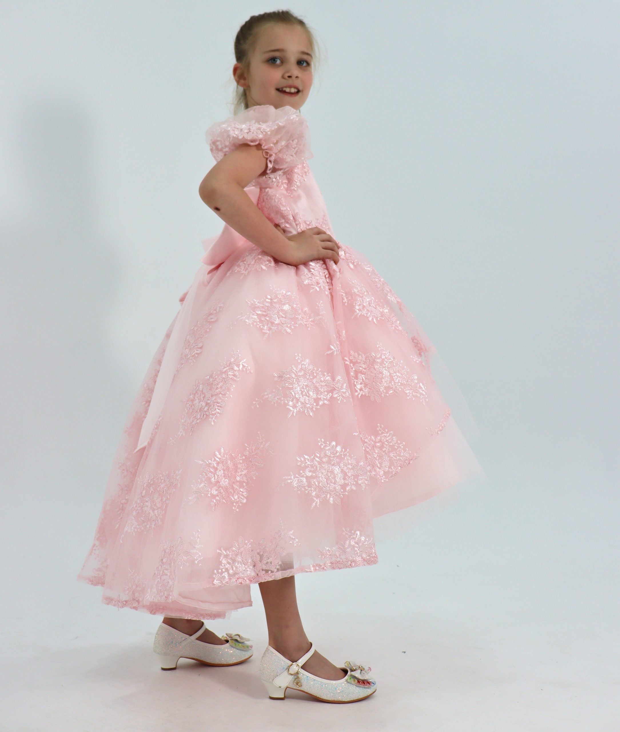 Luxury Handmade High Low Pink Dress