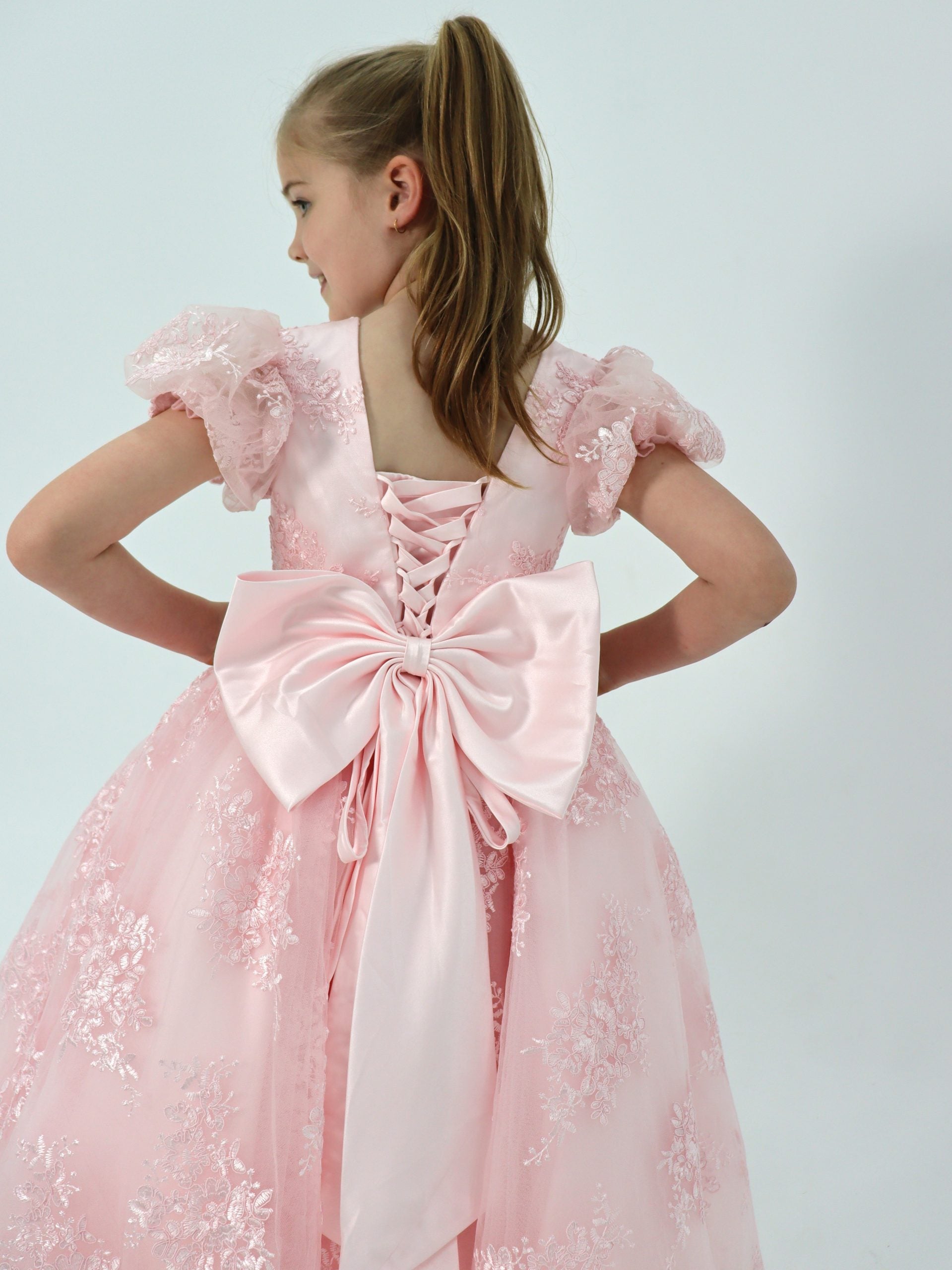 Luxury Handmade High Low Pink Dress