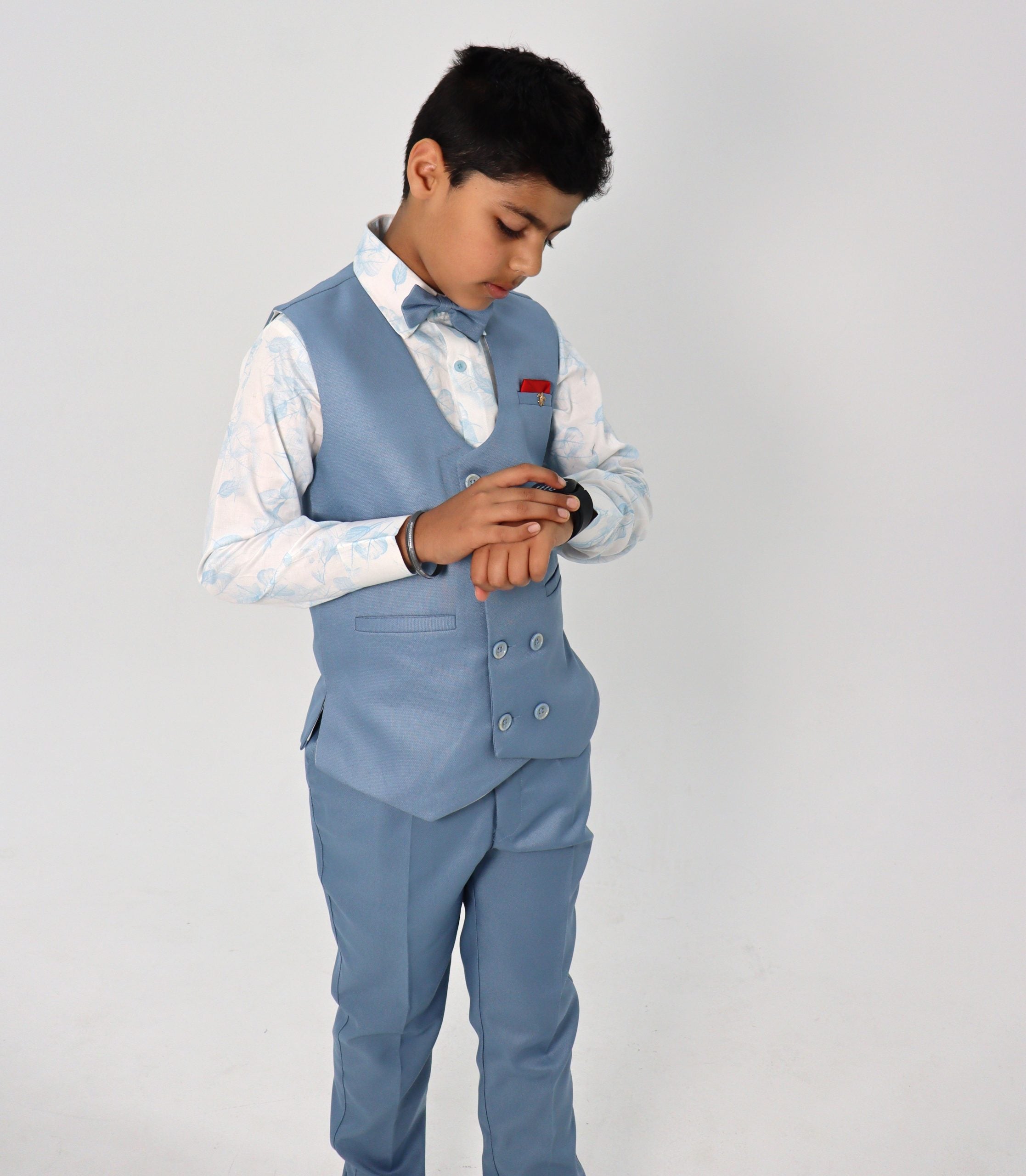 Boys Waistcoat Suit Set - Blue