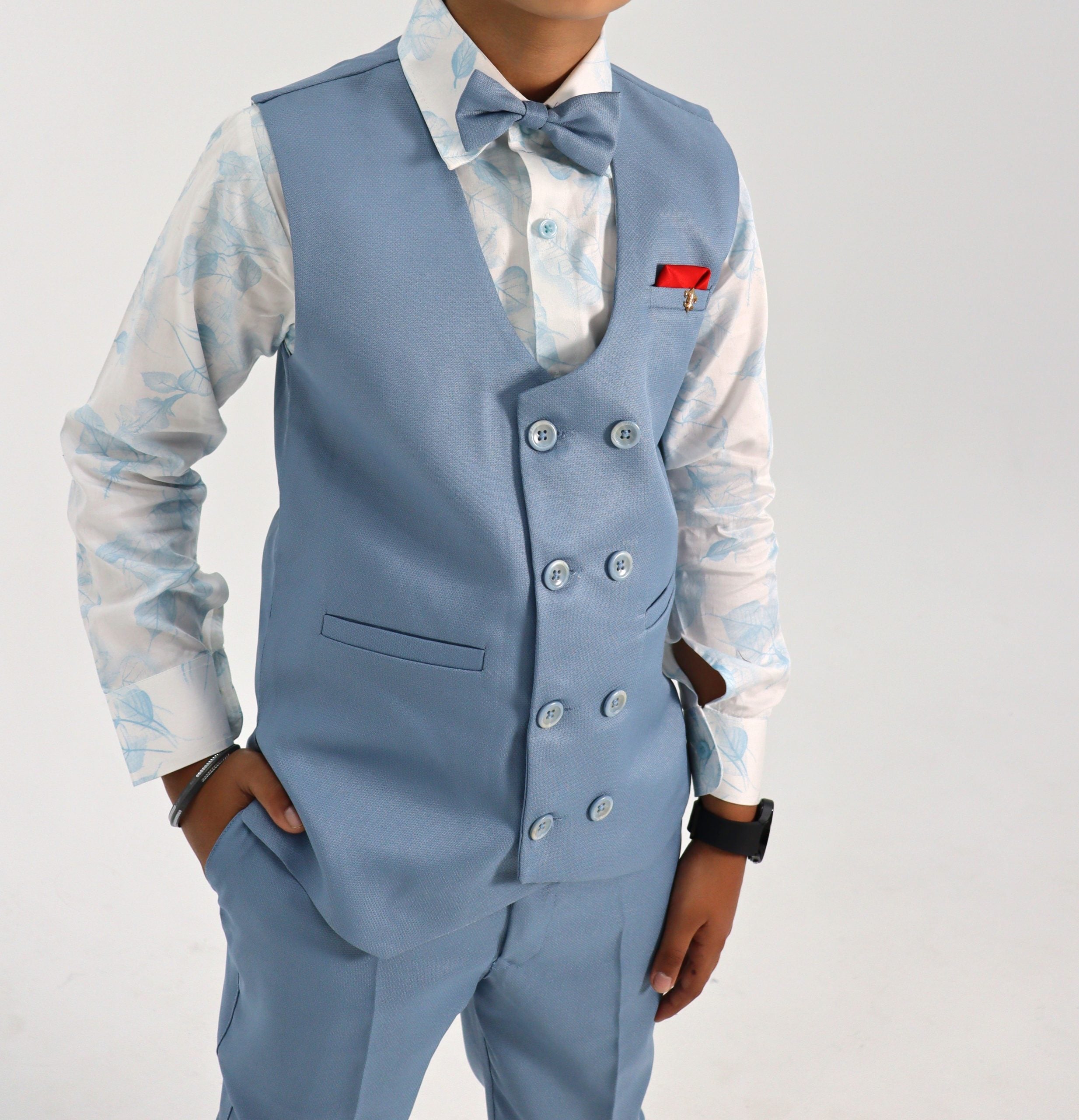 Boys Waistcoat Suit Set - Blue
