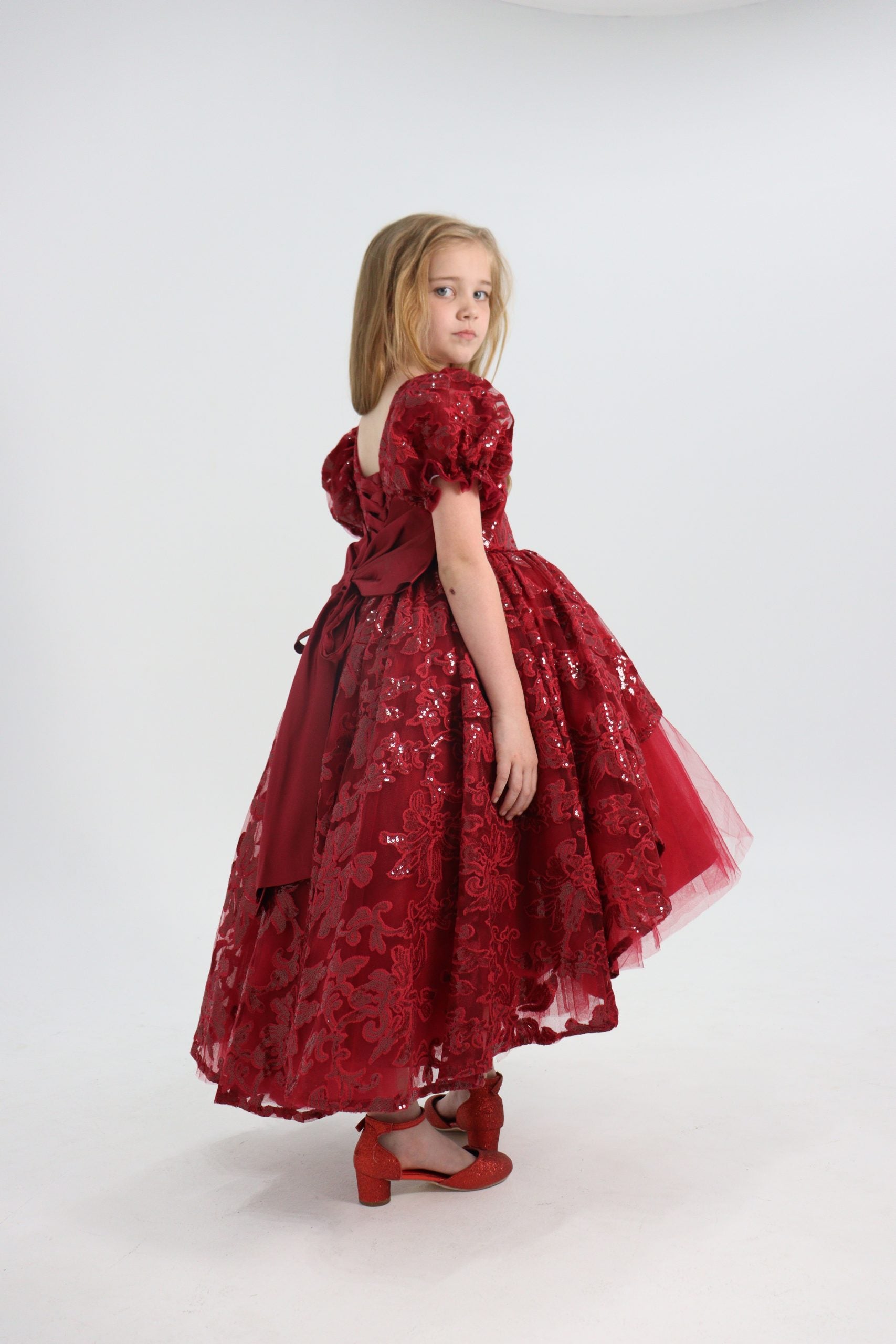 Luxury Handmade High Low Maroon Dress
