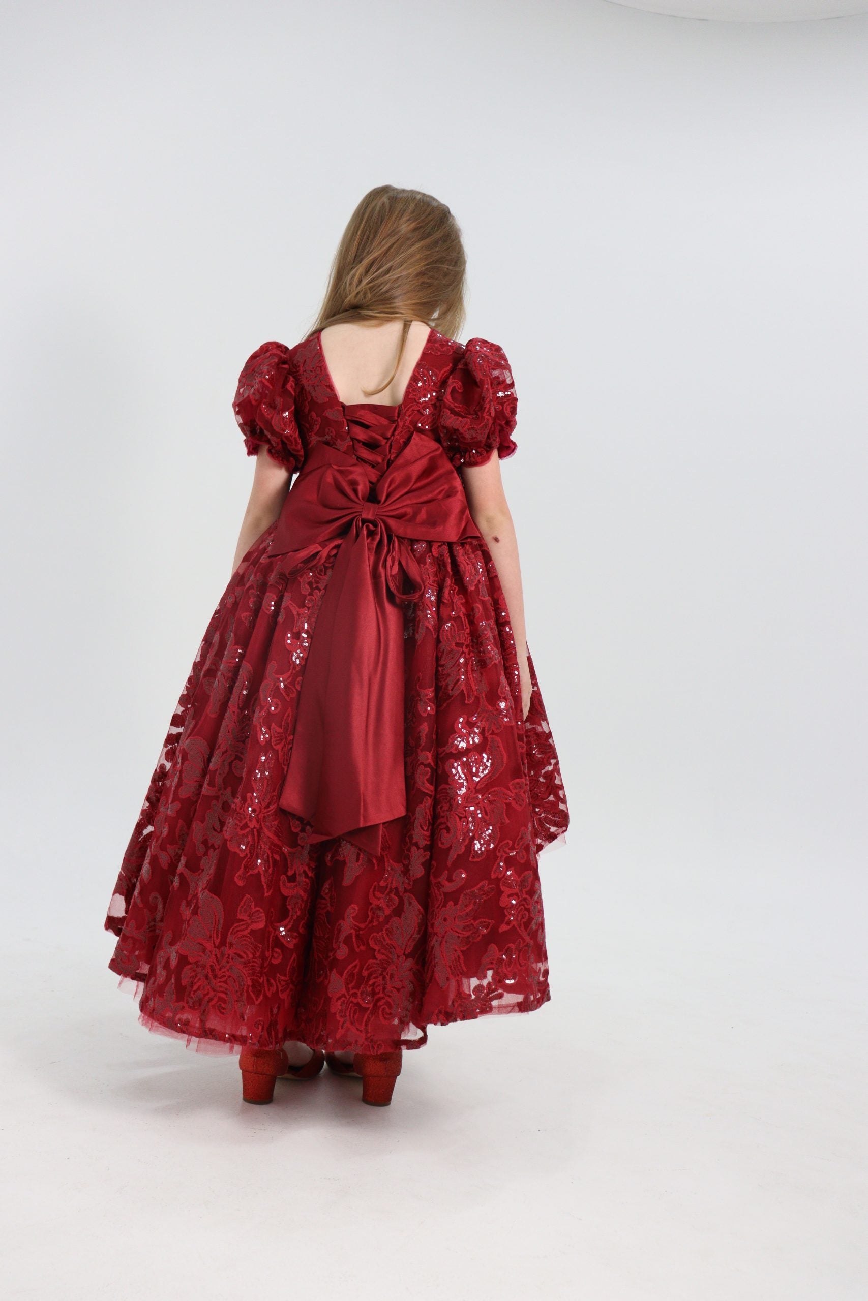 Luxury Handmade High Low Maroon Dress